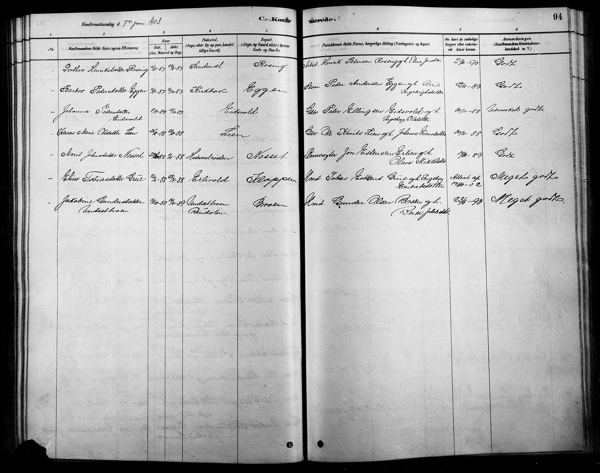 Tolga prestekontor, AV/SAH-PREST-062/L/L0007: Parish register (copy) no. 7, 1878-1919, p. 94