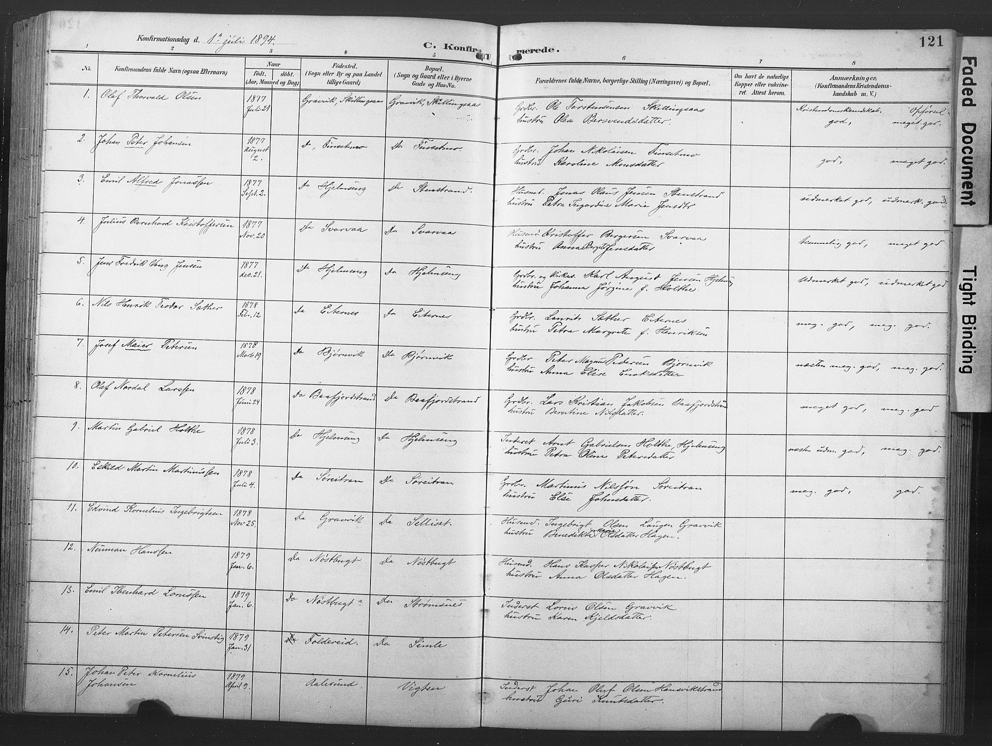 Ministerialprotokoller, klokkerbøker og fødselsregistre - Nord-Trøndelag, AV/SAT-A-1458/789/L0706: Parish register (copy) no. 789C01, 1888-1931, p. 121