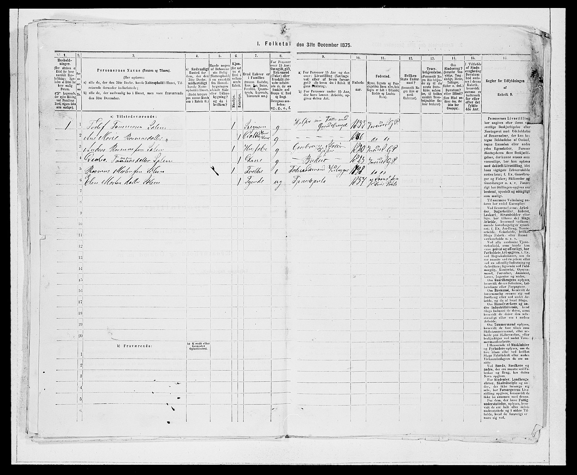 SAB, 1875 Census for 1445P Gloppen, 1875, p. 940