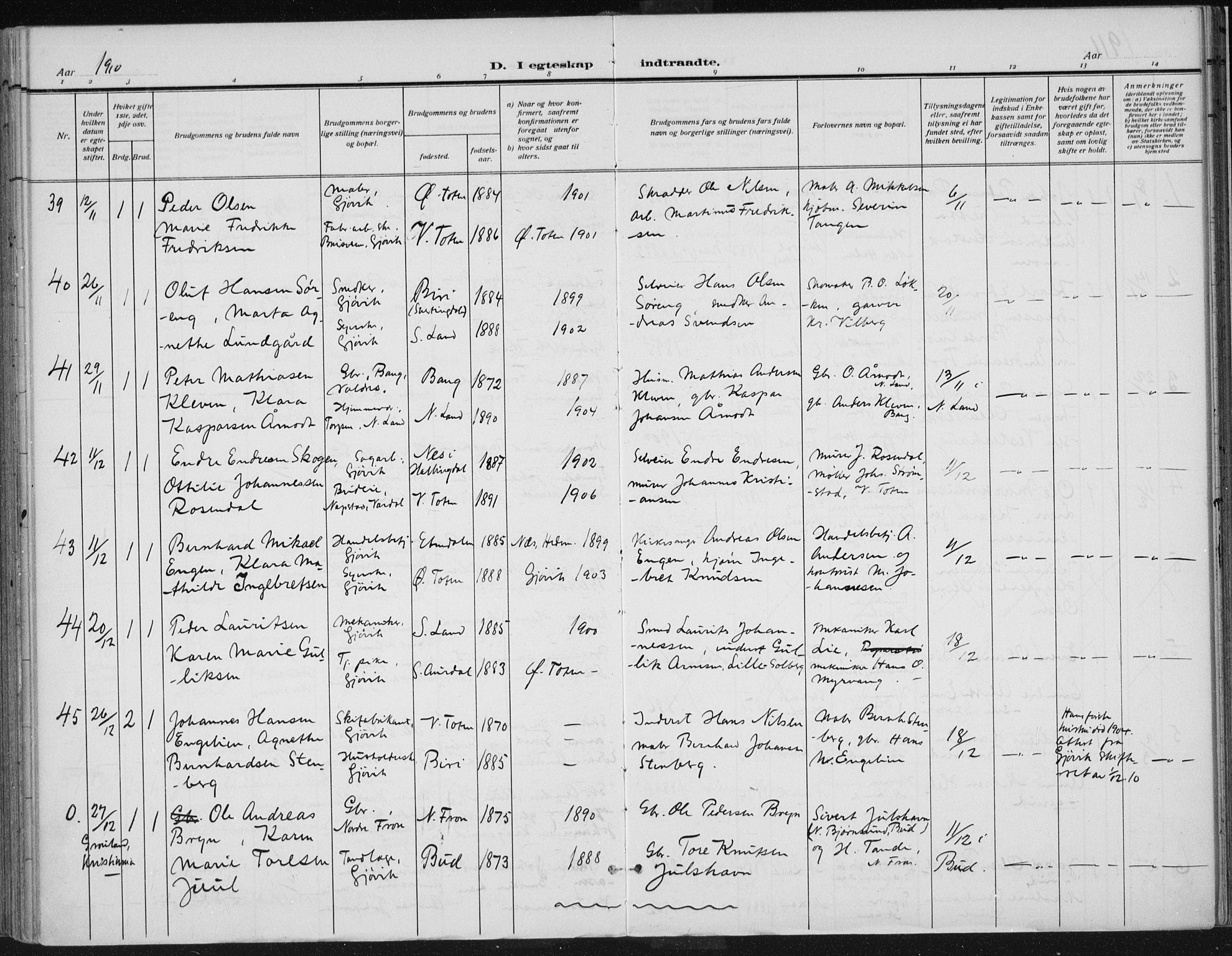 Vardal prestekontor, SAH/PREST-100/H/Ha/Haa/L0013: Parish register (official) no. 13, 1901-1911