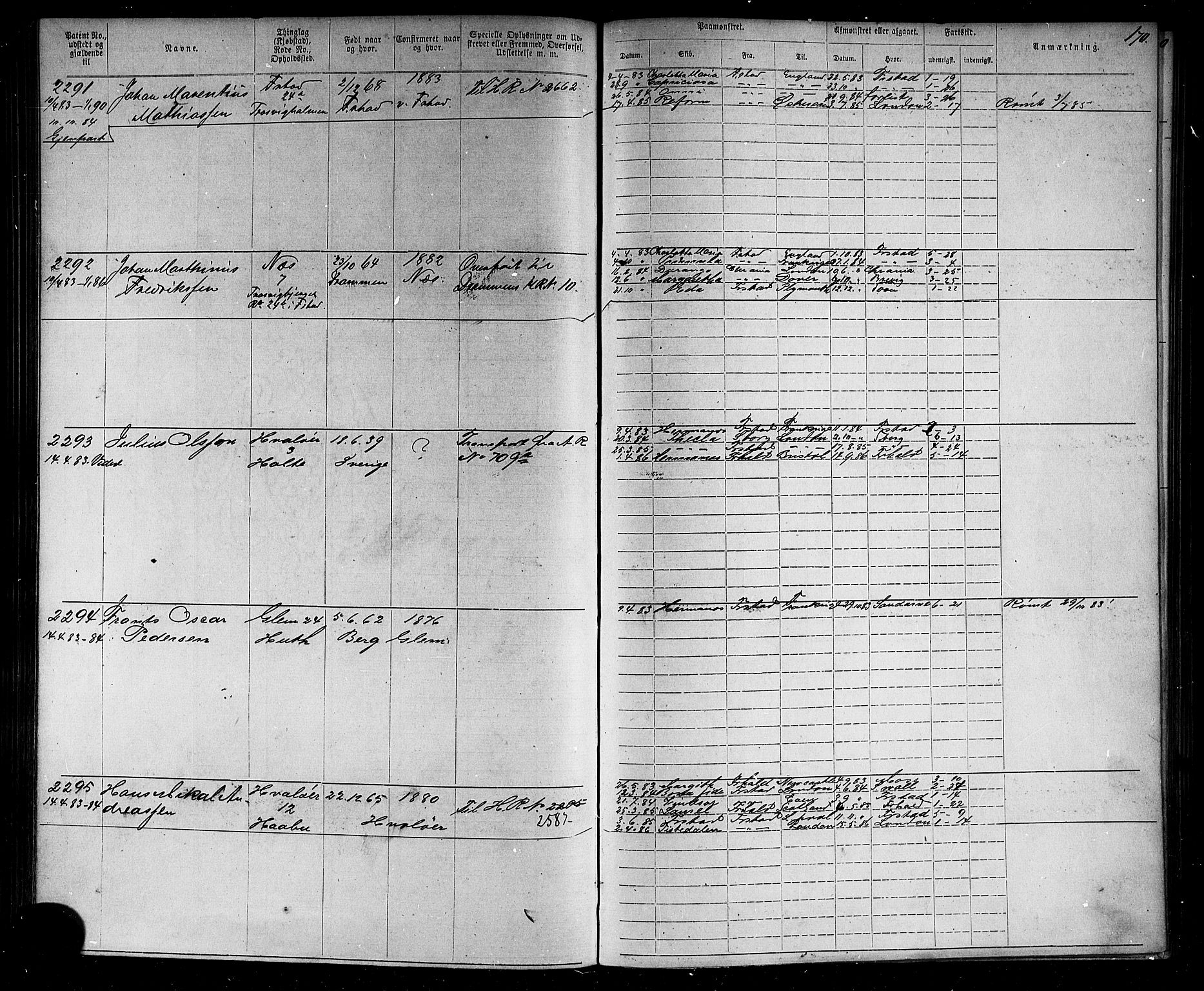 Fredrikstad mønstringskontor, AV/SAO-A-10569b/F/Fc/Fca/L0004: Annotasjonsrulle, 1885-1893, p. 173