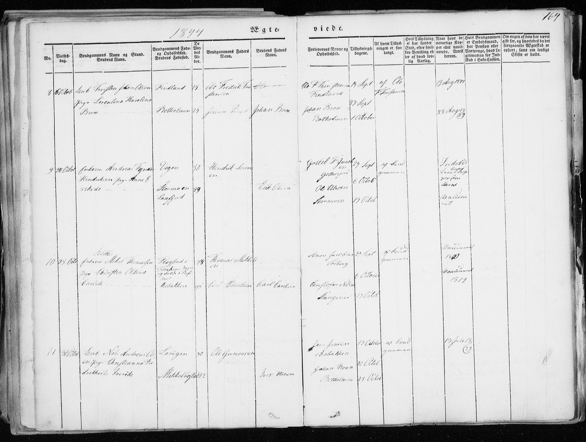 Tranøy sokneprestkontor, AV/SATØ-S-1313/I/Ia/Iaa/L0006kirke: Parish register (official) no. 6, 1844-1855, p. 164