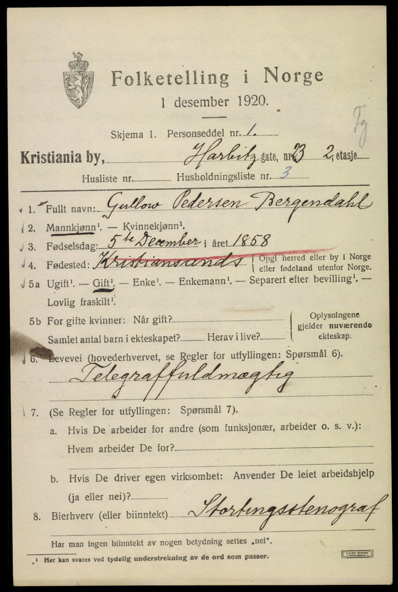 SAO, 1920 census for Kristiania, 1920, p. 271777