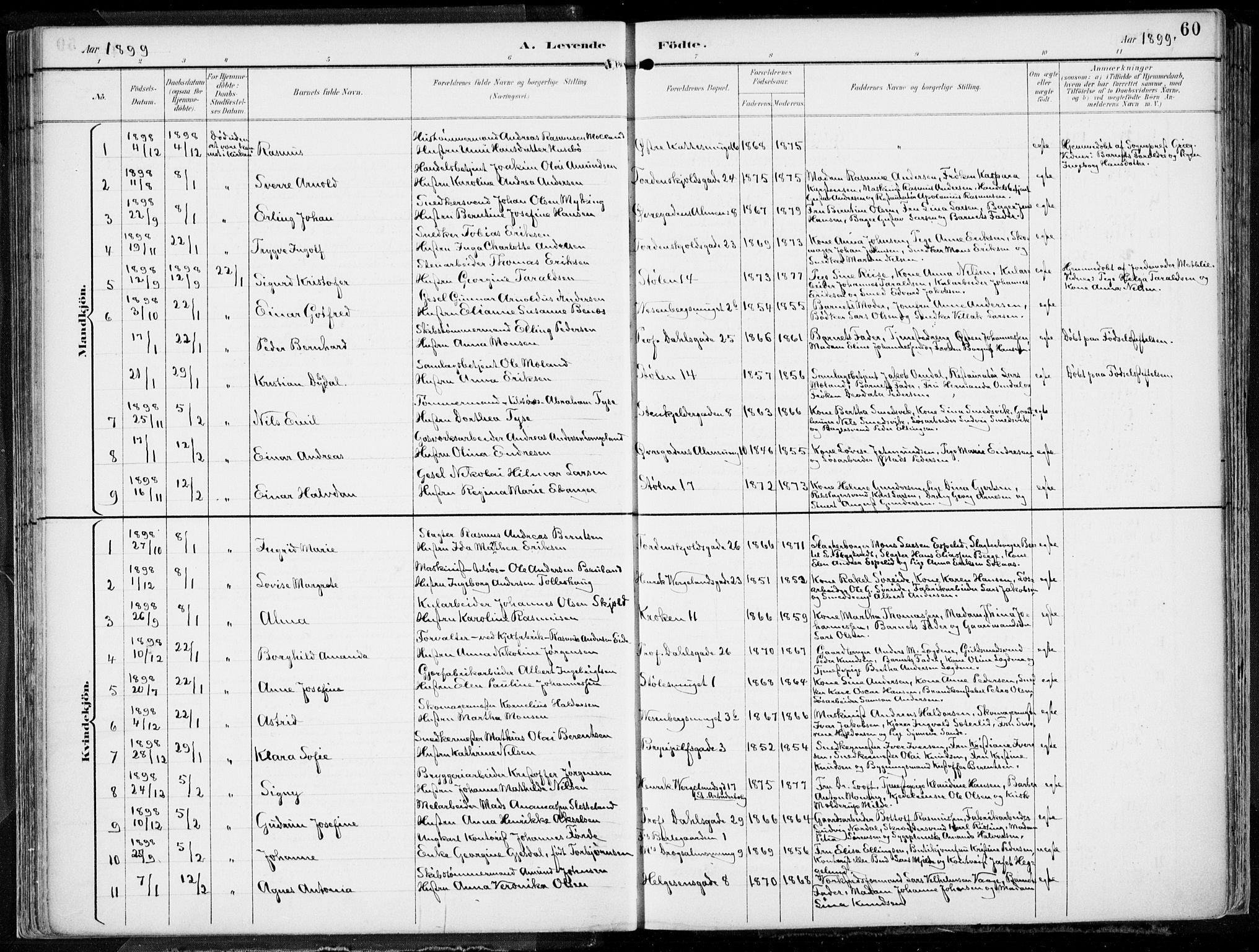 Mariakirken Sokneprestembete, SAB/A-76901/H/Hab/L0005: Parish register (copy) no. A 5, 1893-1913, p. 60
