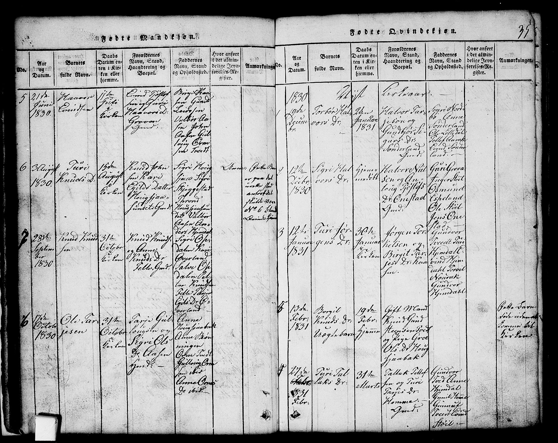 Nissedal kirkebøker, SAKO/A-288/G/Gb/L0001: Parish register (copy) no. II 1, 1814-1862, p. 35