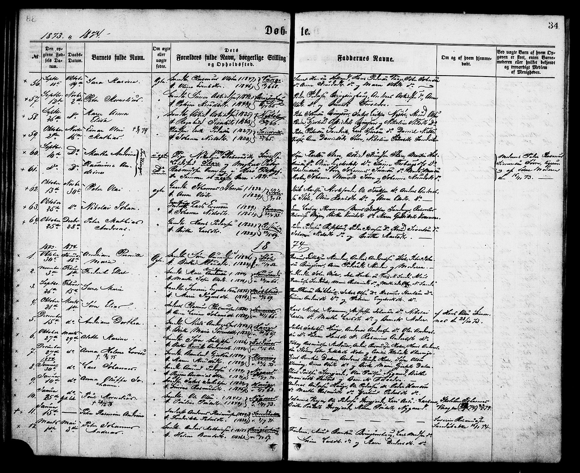 Ministerialprotokoller, klokkerbøker og fødselsregistre - Møre og Romsdal, SAT/A-1454/503/L0035: Parish register (official) no. 503A03, 1865-1884, p. 34