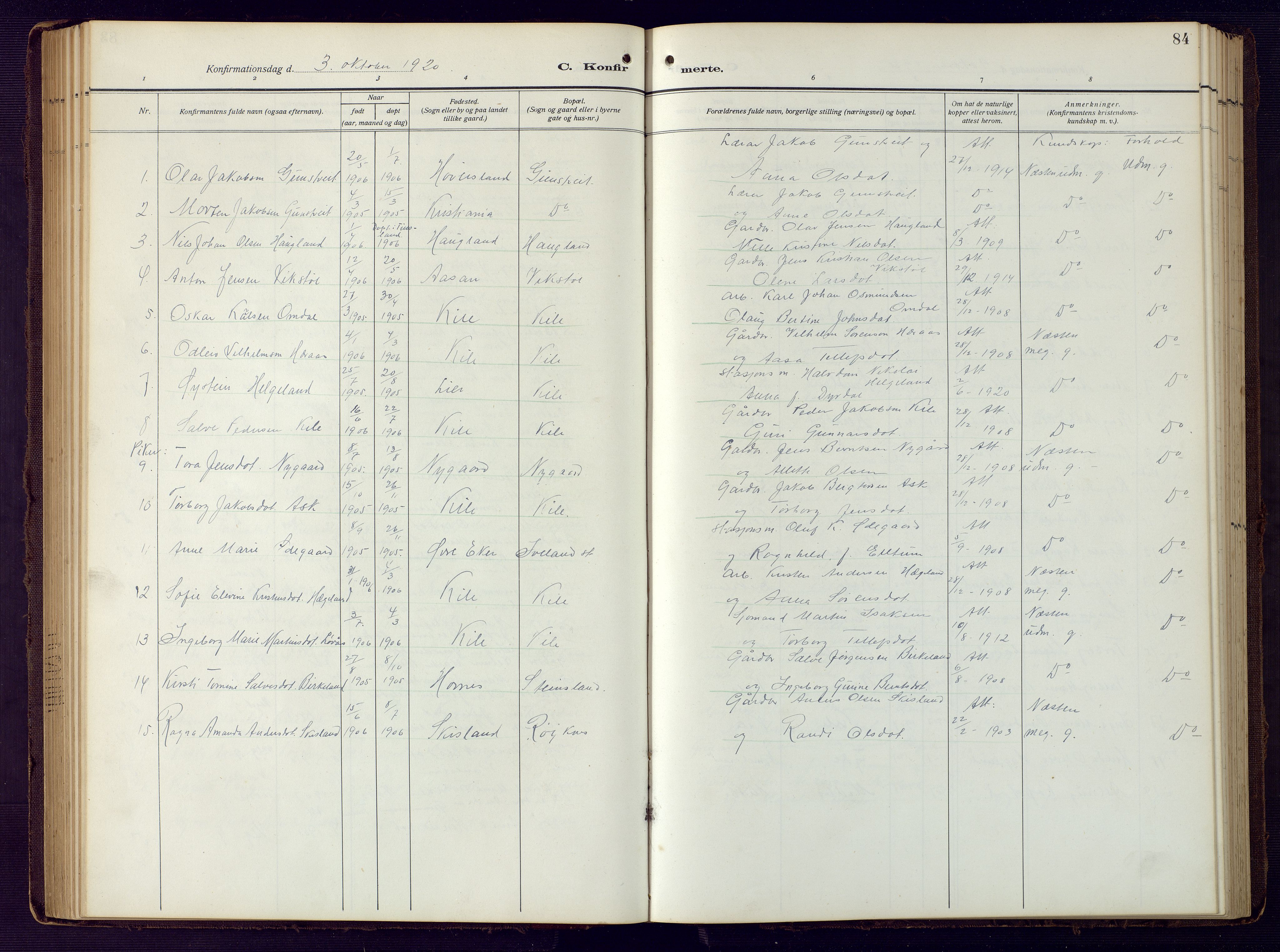 Vennesla sokneprestkontor, SAK/1111-0045/Fb/Fba/L0004: Parish register (copy) no. B 4, 1917-1948, p. 84