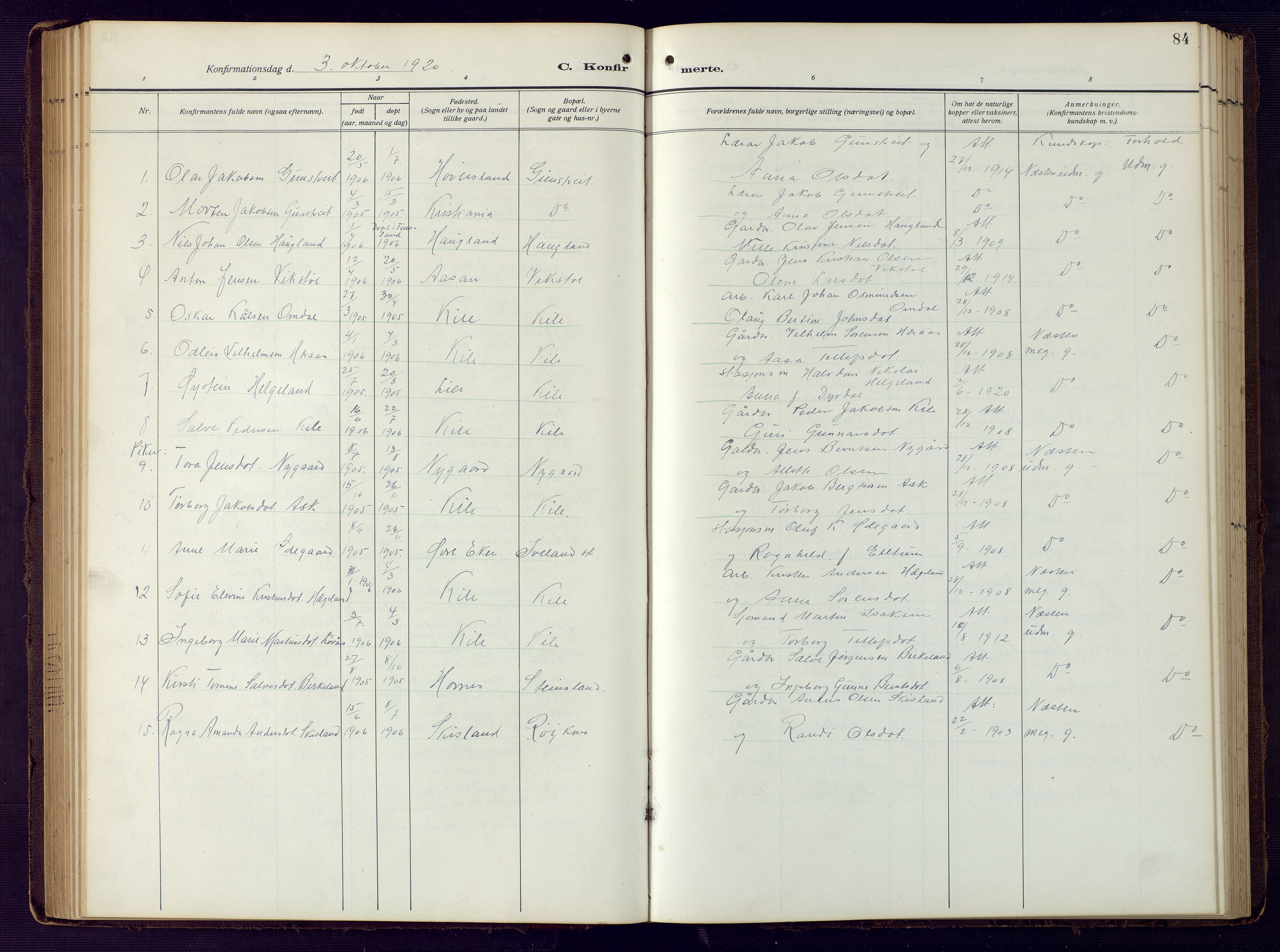 Vennesla sokneprestkontor, AV/SAK-1111-0045/Fb/Fba/L0004: Parish register (copy) no. B 4, 1917-1948, p. 84