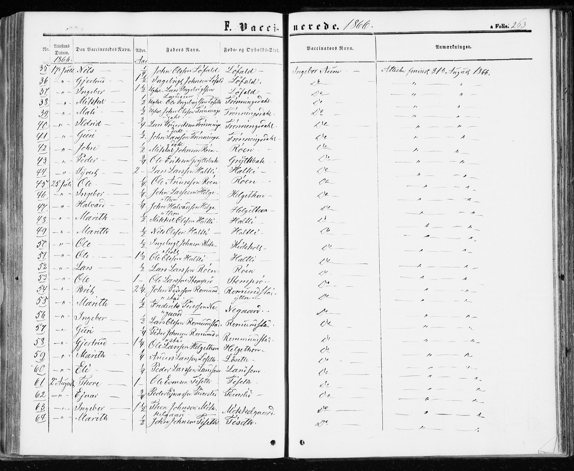 Ministerialprotokoller, klokkerbøker og fødselsregistre - Møre og Romsdal, AV/SAT-A-1454/598/L1067: Parish register (official) no. 598A01, 1858-1871, p. 263