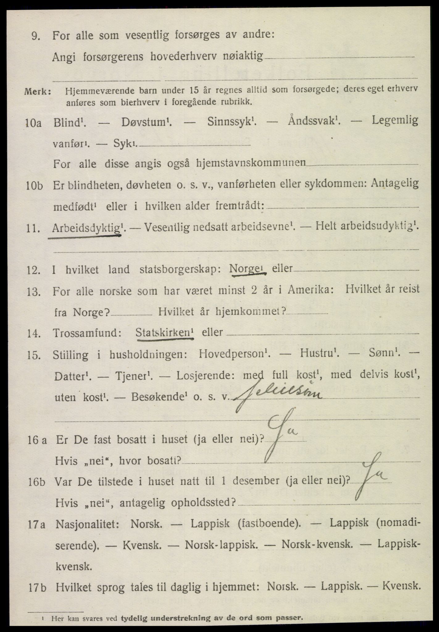 SAT, 1920 census for Flatanger, 1920, p. 1607