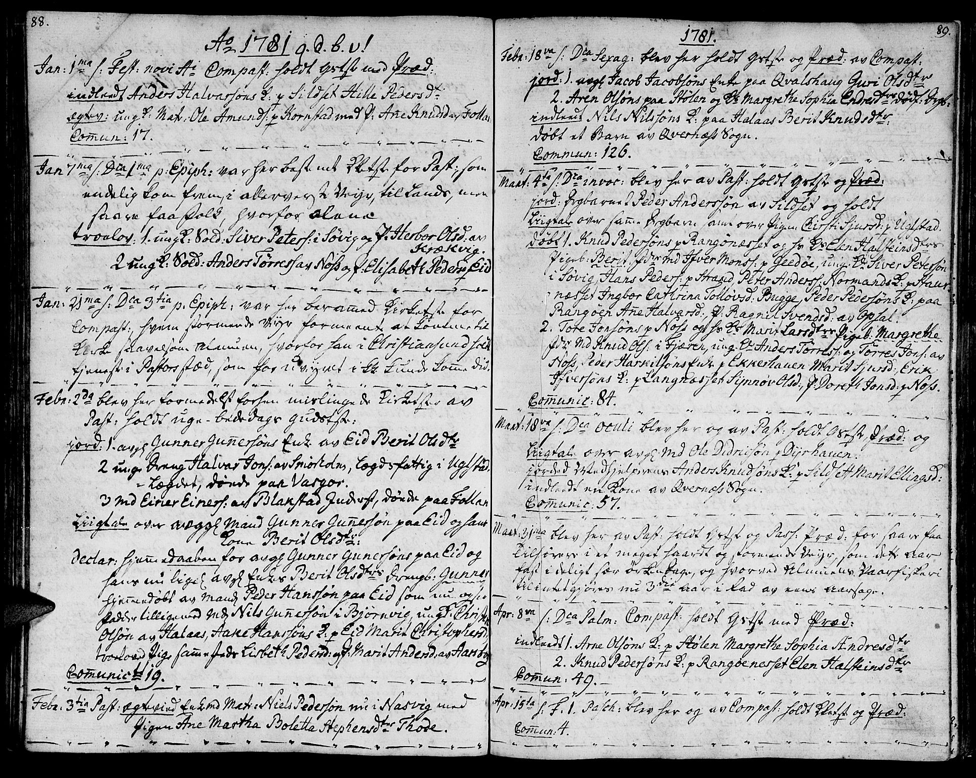 Ministerialprotokoller, klokkerbøker og fødselsregistre - Møre og Romsdal, SAT/A-1454/570/L0829: Parish register (official) no. 570A03, 1769-1788, p. 88-89