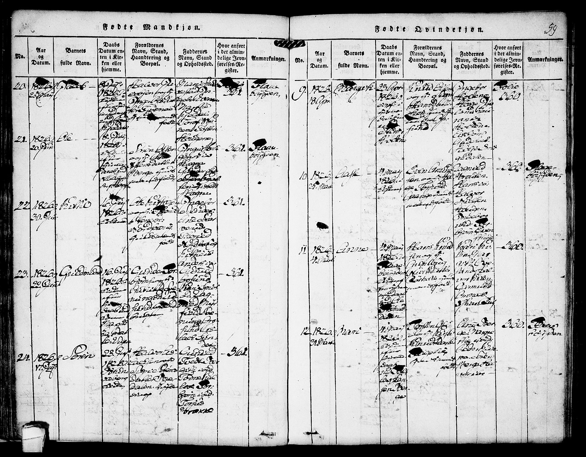 Kviteseid kirkebøker, AV/SAKO-A-276/F/Fa/L0005: Parish register (official) no. I 5, 1815-1836, p. 59