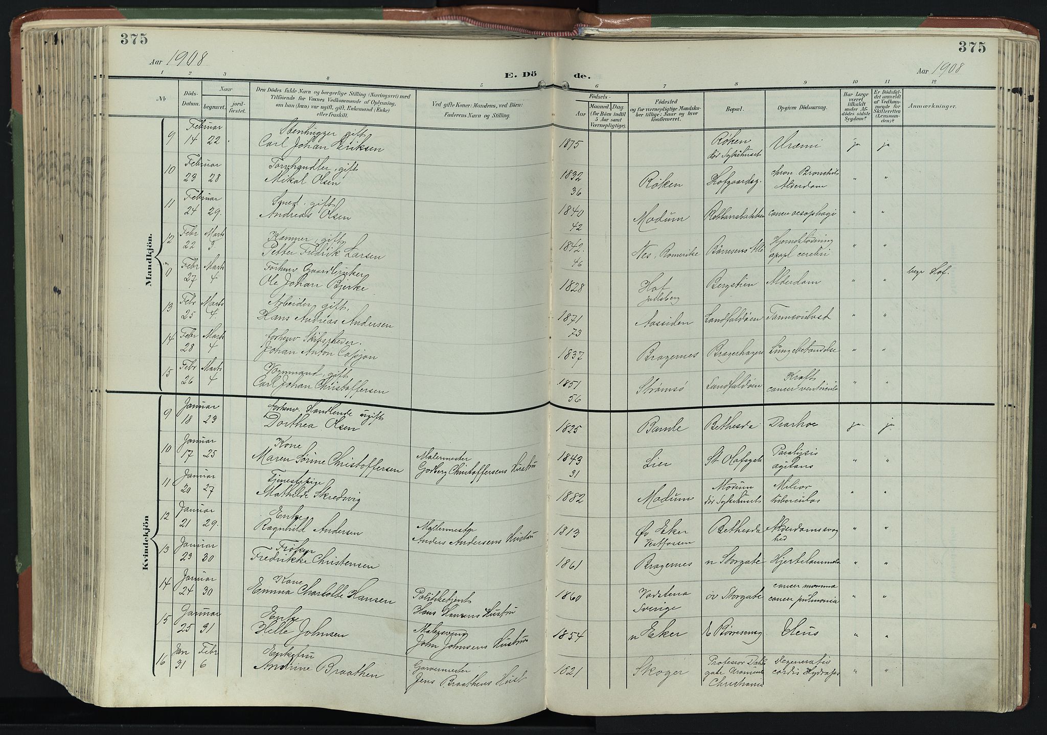 Bragernes kirkebøker, AV/SAKO-A-6/F/Fb/L0009: Parish register (official) no. II 9, 1902-1911, p. 375