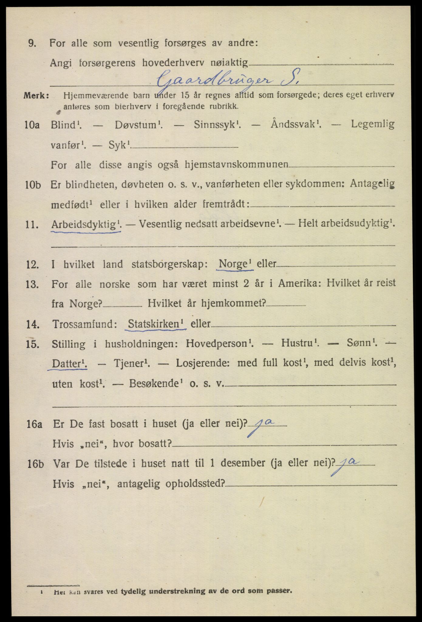 SAK, 1920 census for Gyland, 1920, p. 845