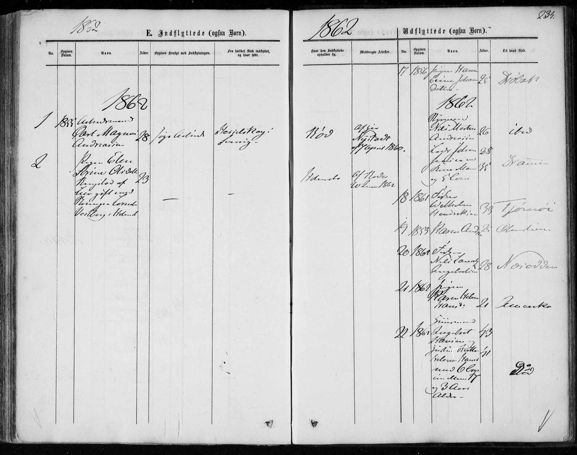 Hurum kirkebøker, SAKO/A-229/F/Fa/L0012: Parish register (official) no. 12, 1861-1875, p. 234