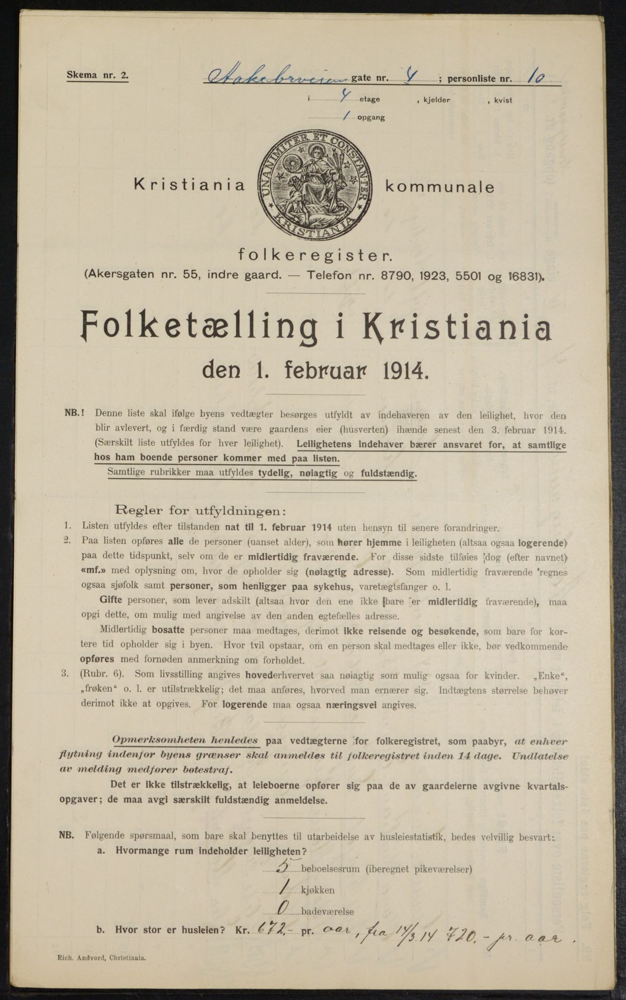 OBA, Municipal Census 1914 for Kristiania, 1914, p. 131346