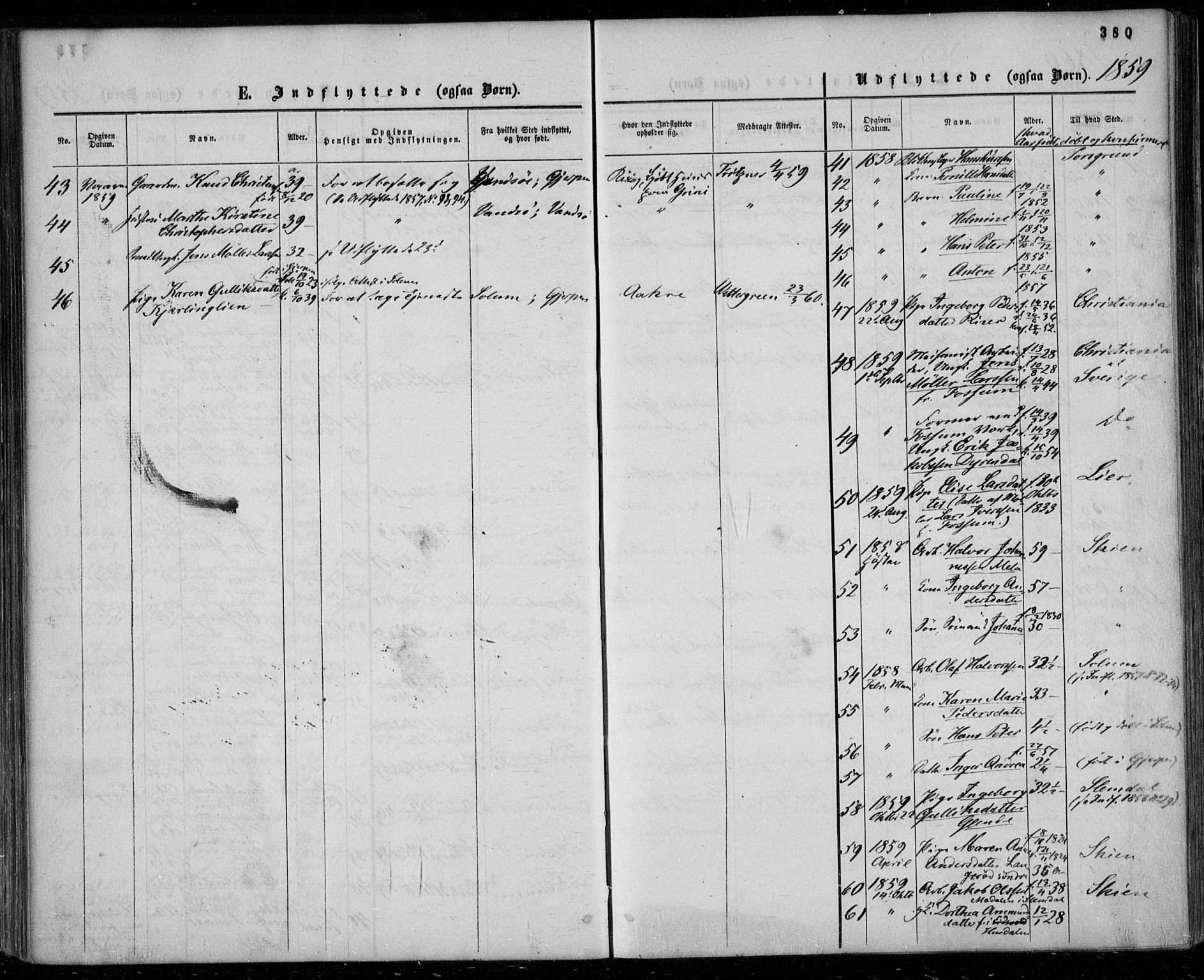 Gjerpen kirkebøker, SAKO/A-265/F/Fa/L0008b: Parish register (official) no. I 8B, 1857-1871, p. 380