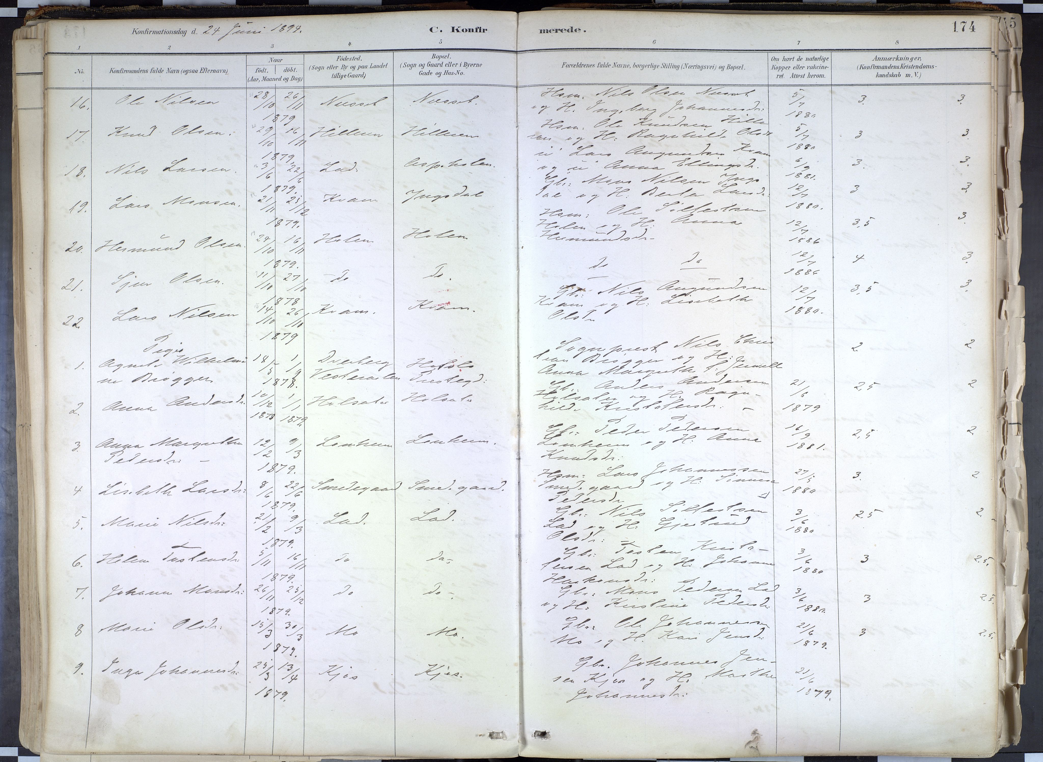 Hafslo sokneprestembete, AV/SAB-A-80301/H/Haa/Haab/L0001: Parish register (official) no. B 1, 1886-1945, p. 174