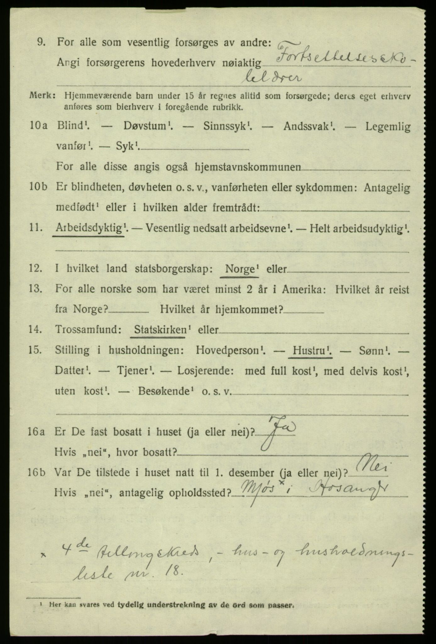 SAB, 1920 census for Hosanger, 1920, p. 5416