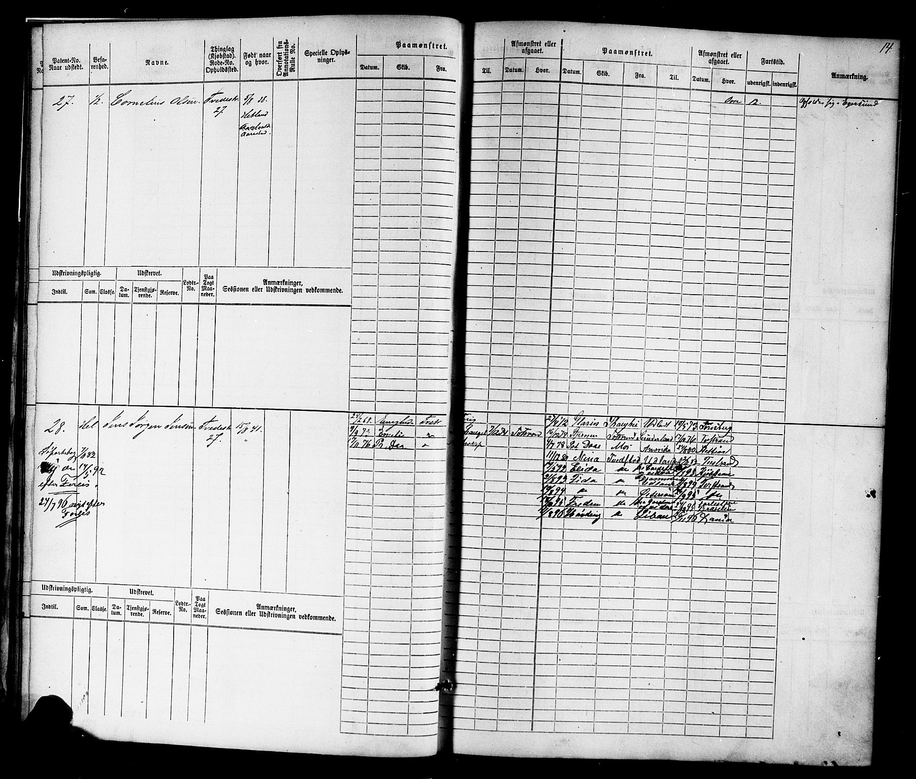 Tvedestrand mønstringskrets, AV/SAK-2031-0011/F/Fb/L0015: Hovedrulle nr 1-766, U-31, 1869-1900, p. 15