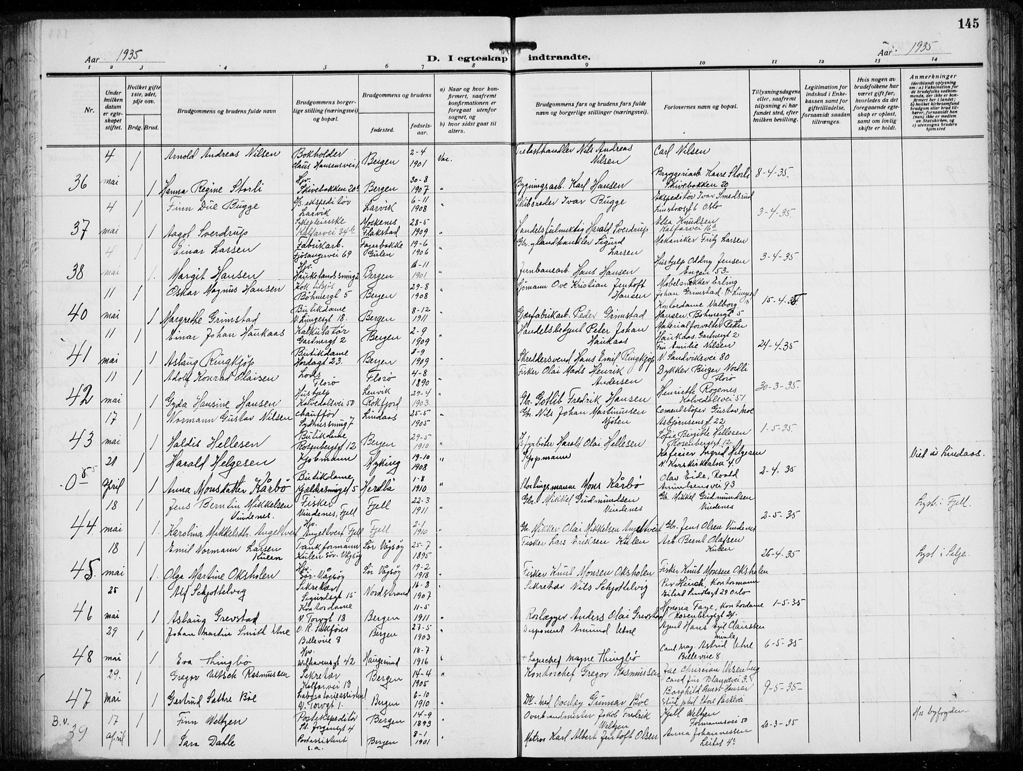 Domkirken sokneprestembete, AV/SAB-A-74801/H/Hab/L0034: Parish register (copy) no. D 6, 1924-1941, p. 145