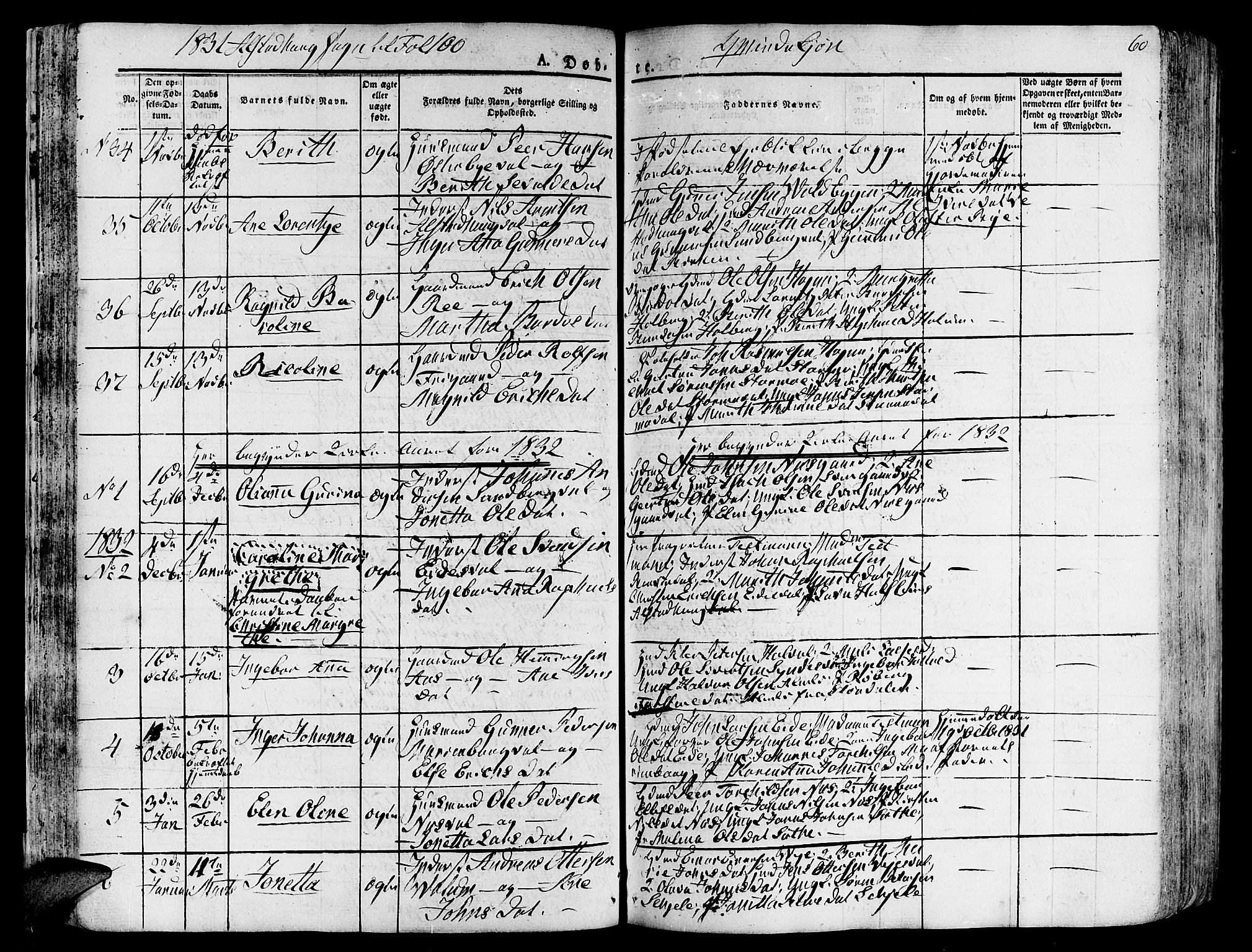 Ministerialprotokoller, klokkerbøker og fødselsregistre - Nord-Trøndelag, SAT/A-1458/717/L0152: Parish register (official) no. 717A05 /1, 1825-1836, p. 60