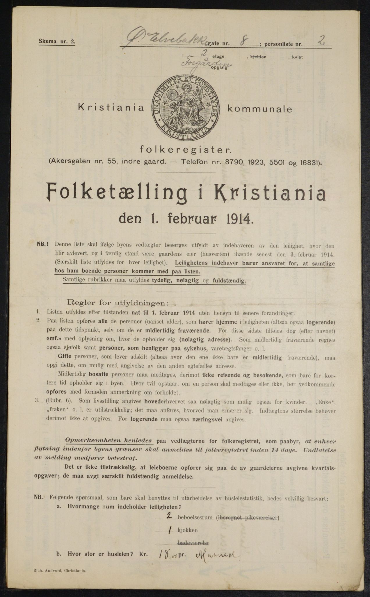 OBA, Municipal Census 1914 for Kristiania, 1914, p. 130432