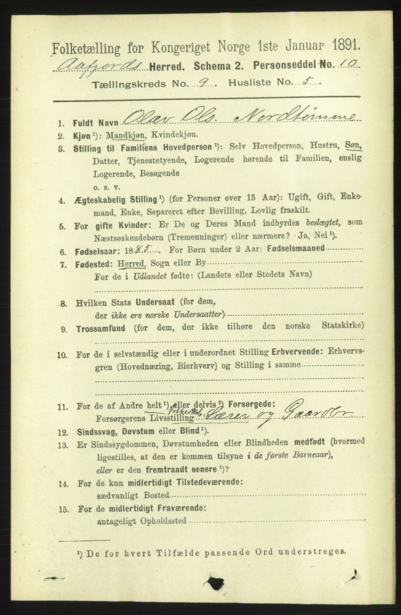 RA, 1891 census for 1630 Åfjord, 1891, p. 2476