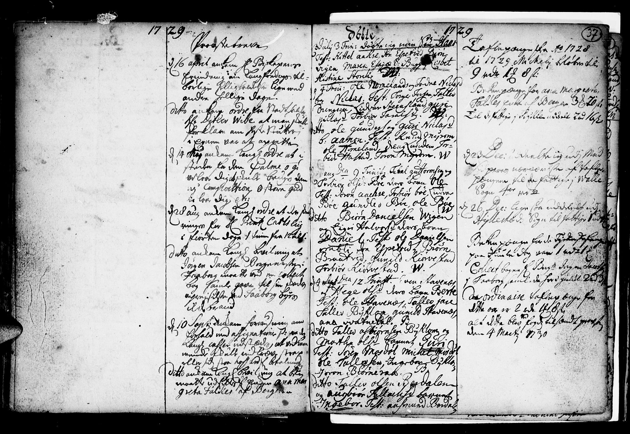 Valle sokneprestkontor, AV/SAK-1111-0044/F/Fa/Fac/L0001: Parish register (official) no. A 1, 1714-1745, p. 37