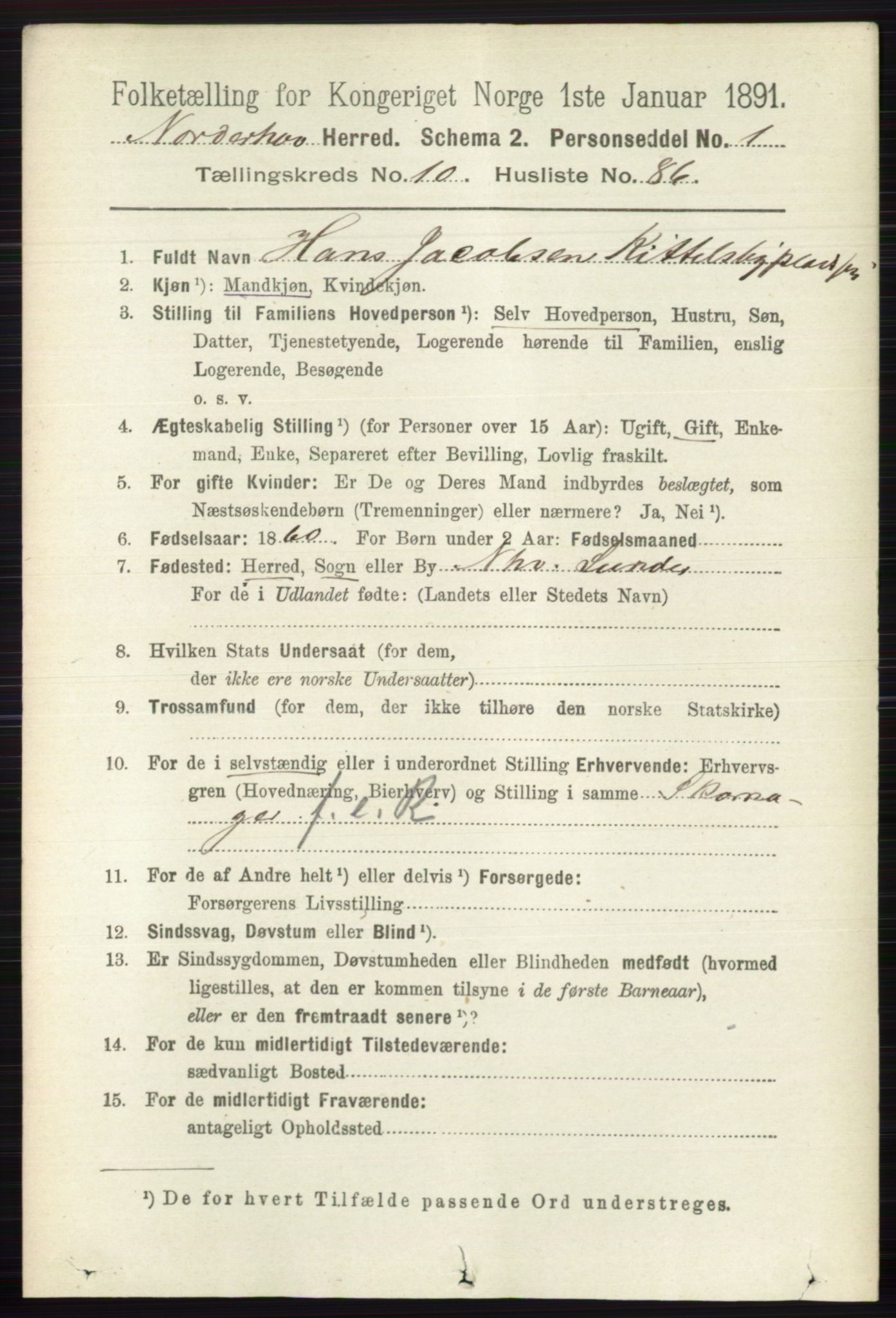 RA, 1891 census for 0613 Norderhov, 1891, p. 7983