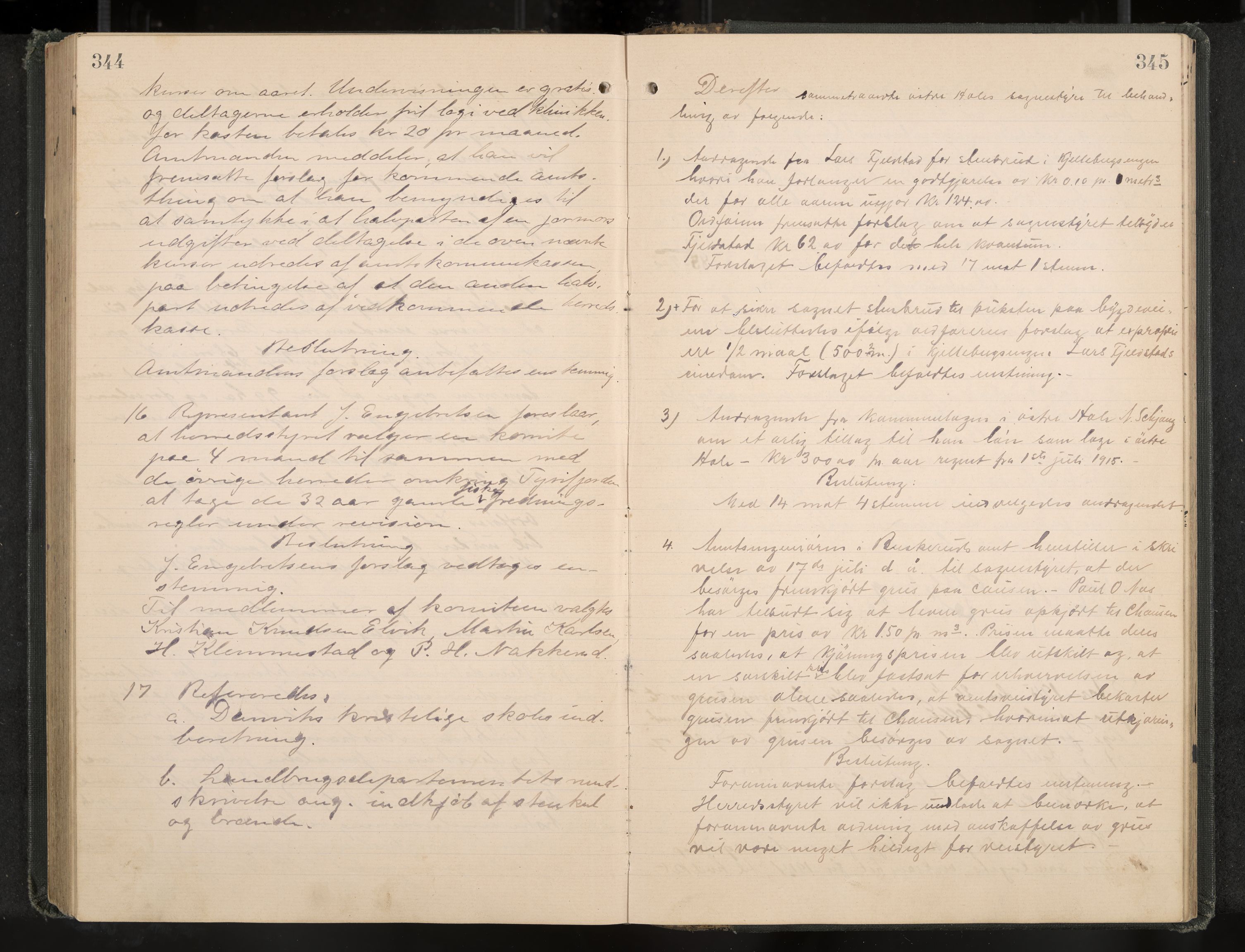 Hole formannskap og sentraladministrasjon, IKAK/0612021-1/A/Aa/L0005: Møtebok, 1911-1916, p. 344-345