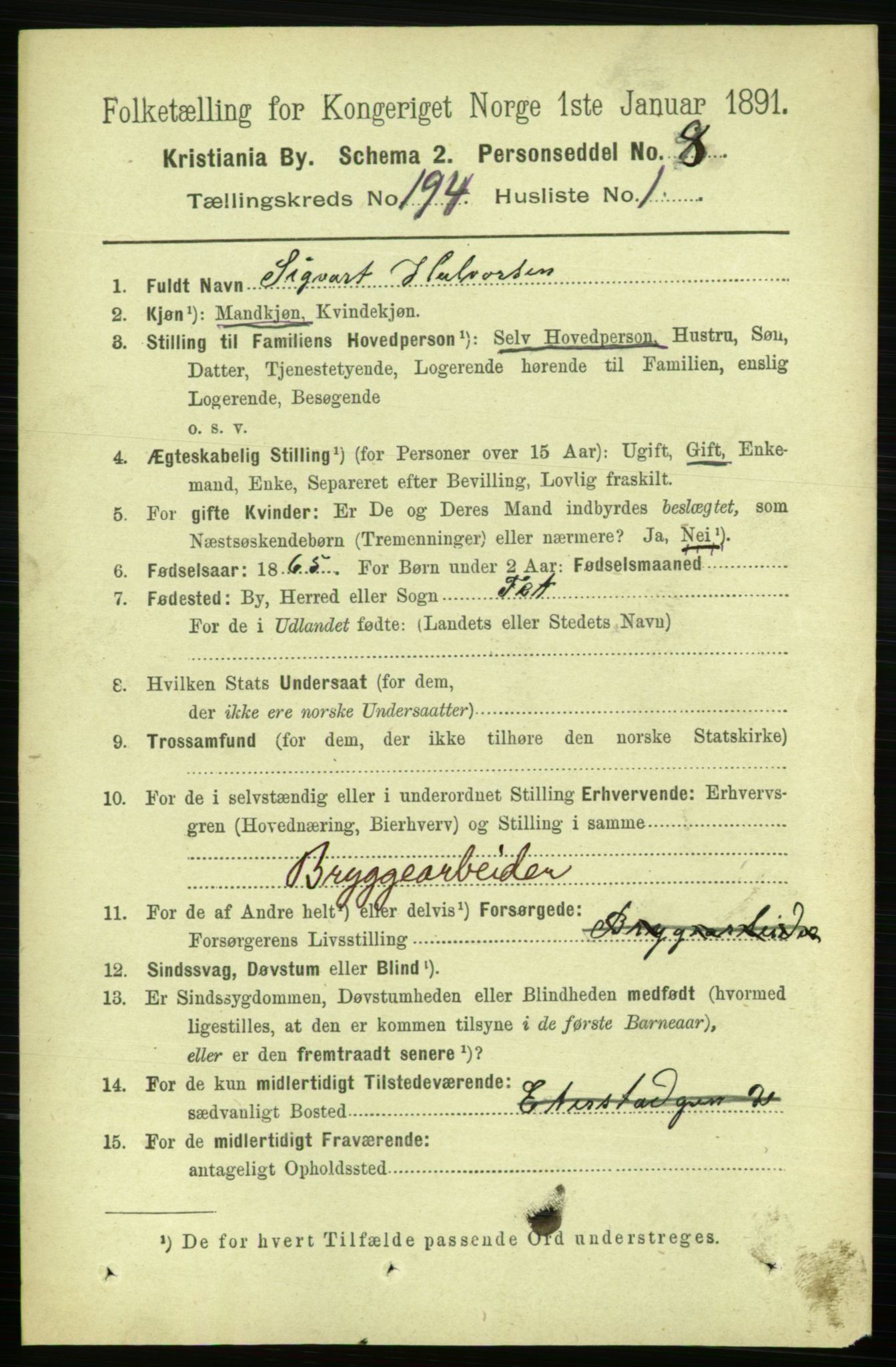 RA, 1891 census for 0301 Kristiania, 1891, p. 116908