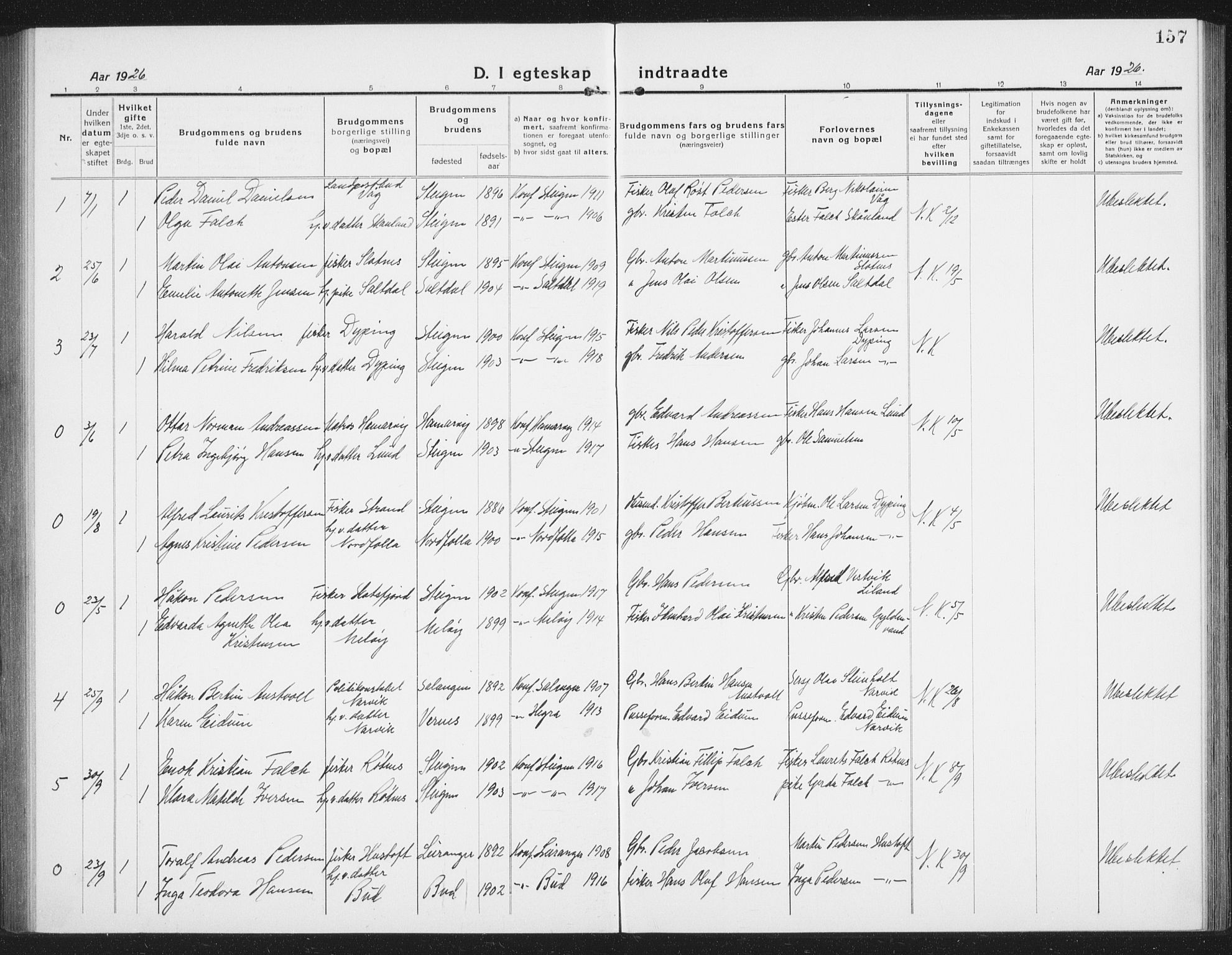 Ministerialprotokoller, klokkerbøker og fødselsregistre - Nordland, AV/SAT-A-1459/855/L0817: Parish register (copy) no. 855C06, 1917-1934, p. 157