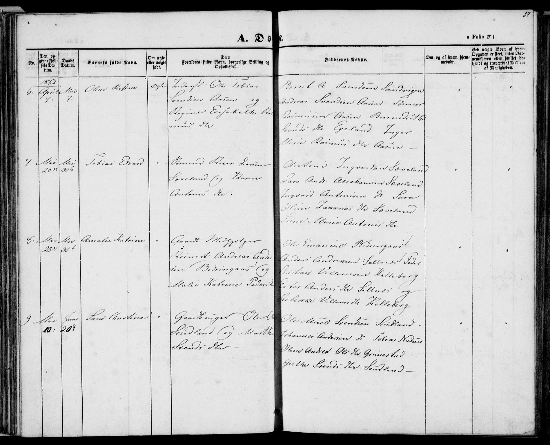 Herad sokneprestkontor, AV/SAK-1111-0018/F/Fa/Faa/L0004: Parish register (official) no. A 4, 1844-1853, p. 51