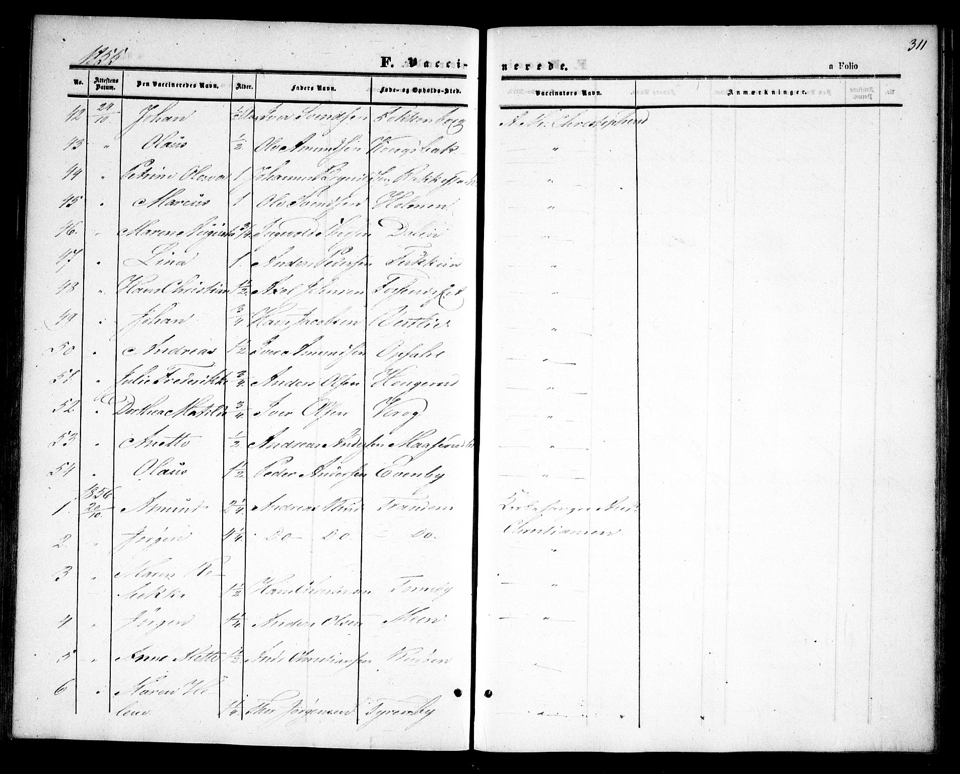 Rødenes prestekontor Kirkebøker, AV/SAO-A-2005/F/Fa/L0006: Parish register (official) no. I 6, 1850-1859, p. 311