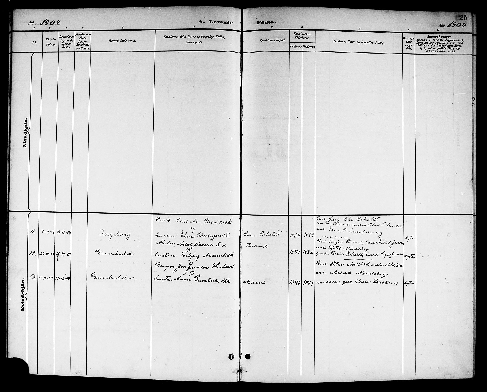 Kviteseid kirkebøker, SAKO/A-276/G/Gc/L0001: Parish register (copy) no. III 1, 1893-1916, p. 25