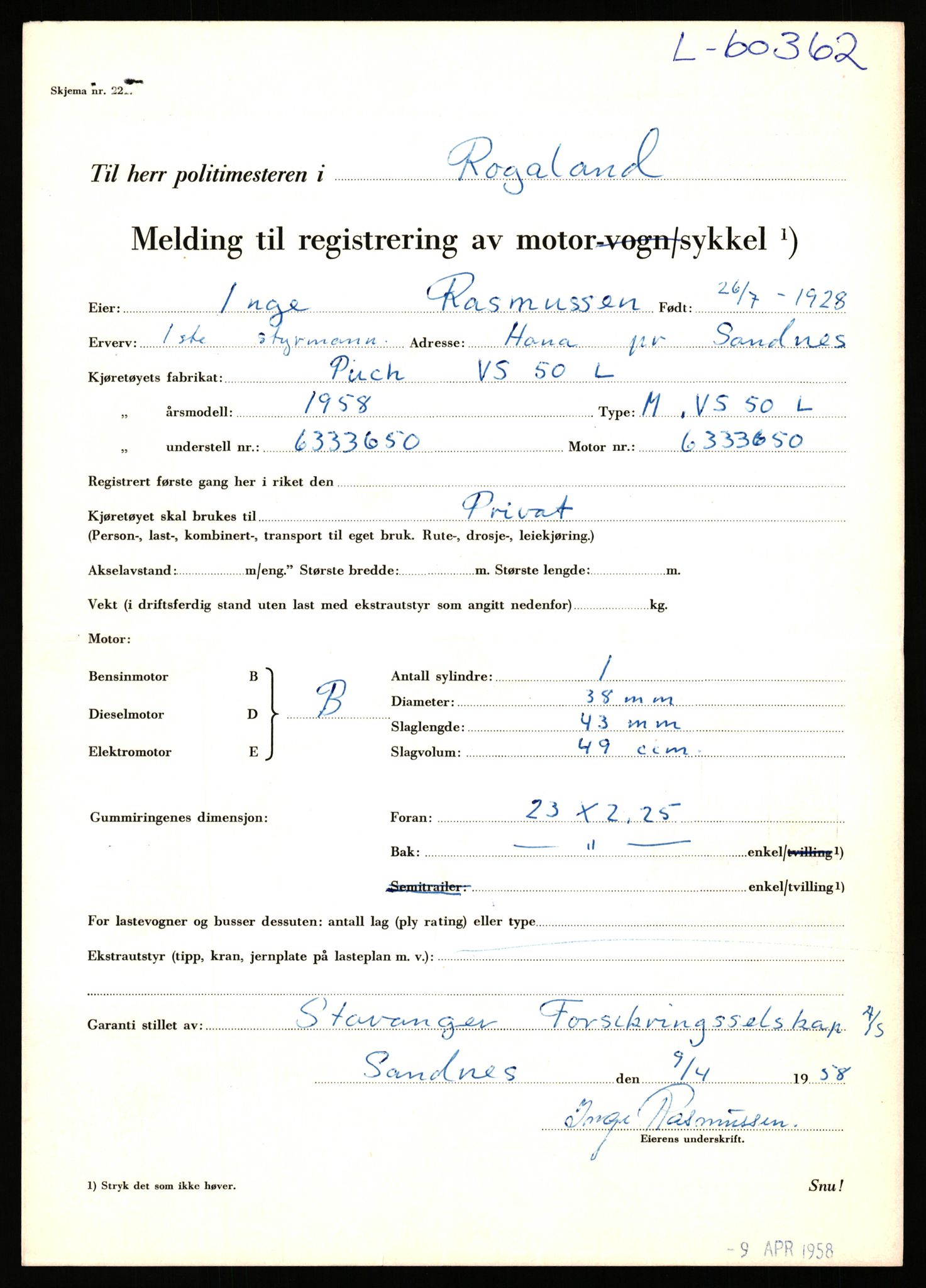 Stavanger trafikkstasjon, AV/SAST-A-101942/0/F/L0059: L-60000 - L-60699, 1930-1971, p. 1013