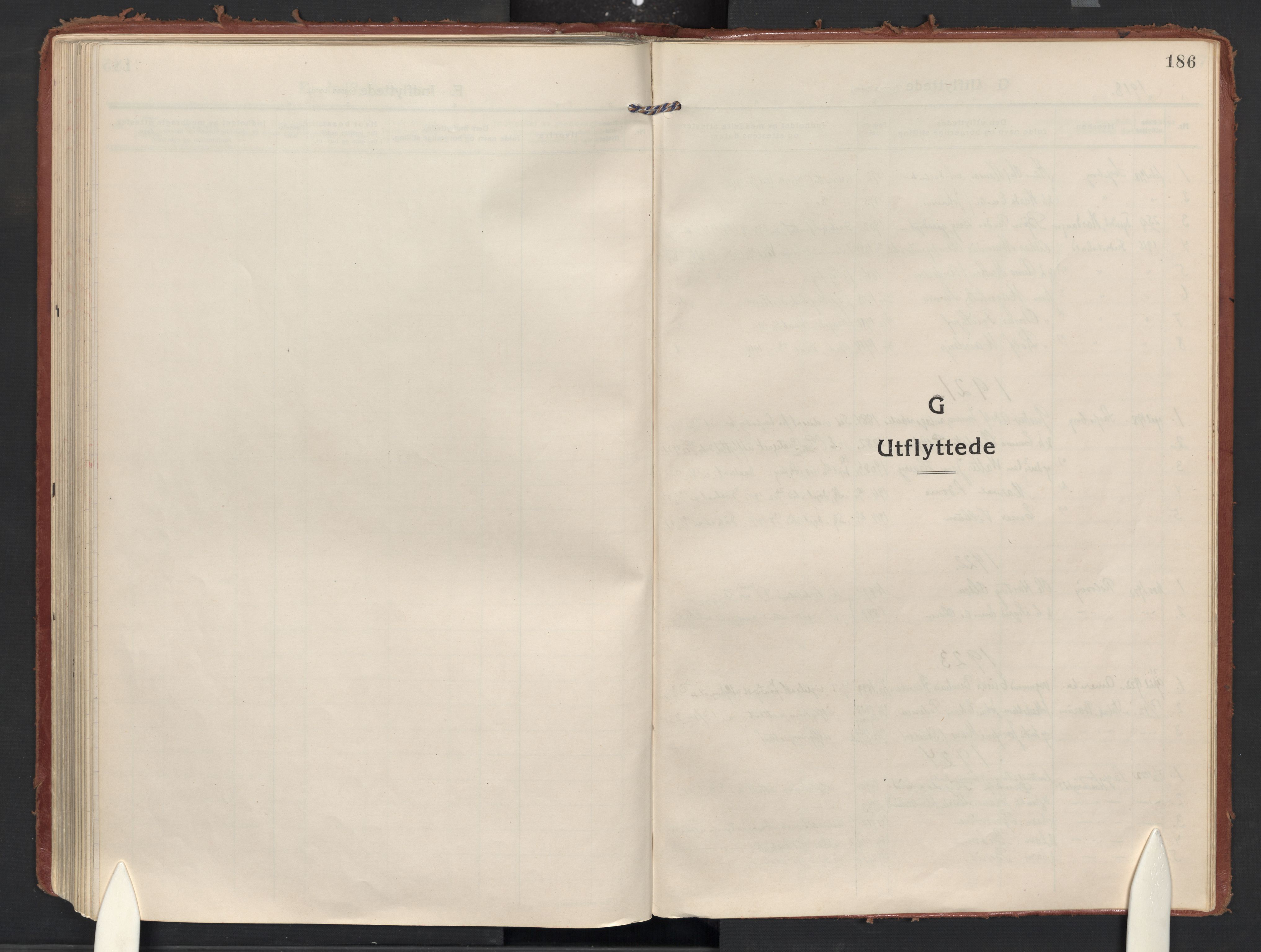 Skjeberg prestekontor Kirkebøker, SAO/A-10923/F/Fd/L0001: Parish register (official) no. IV 1, 1916-1925, p. 186