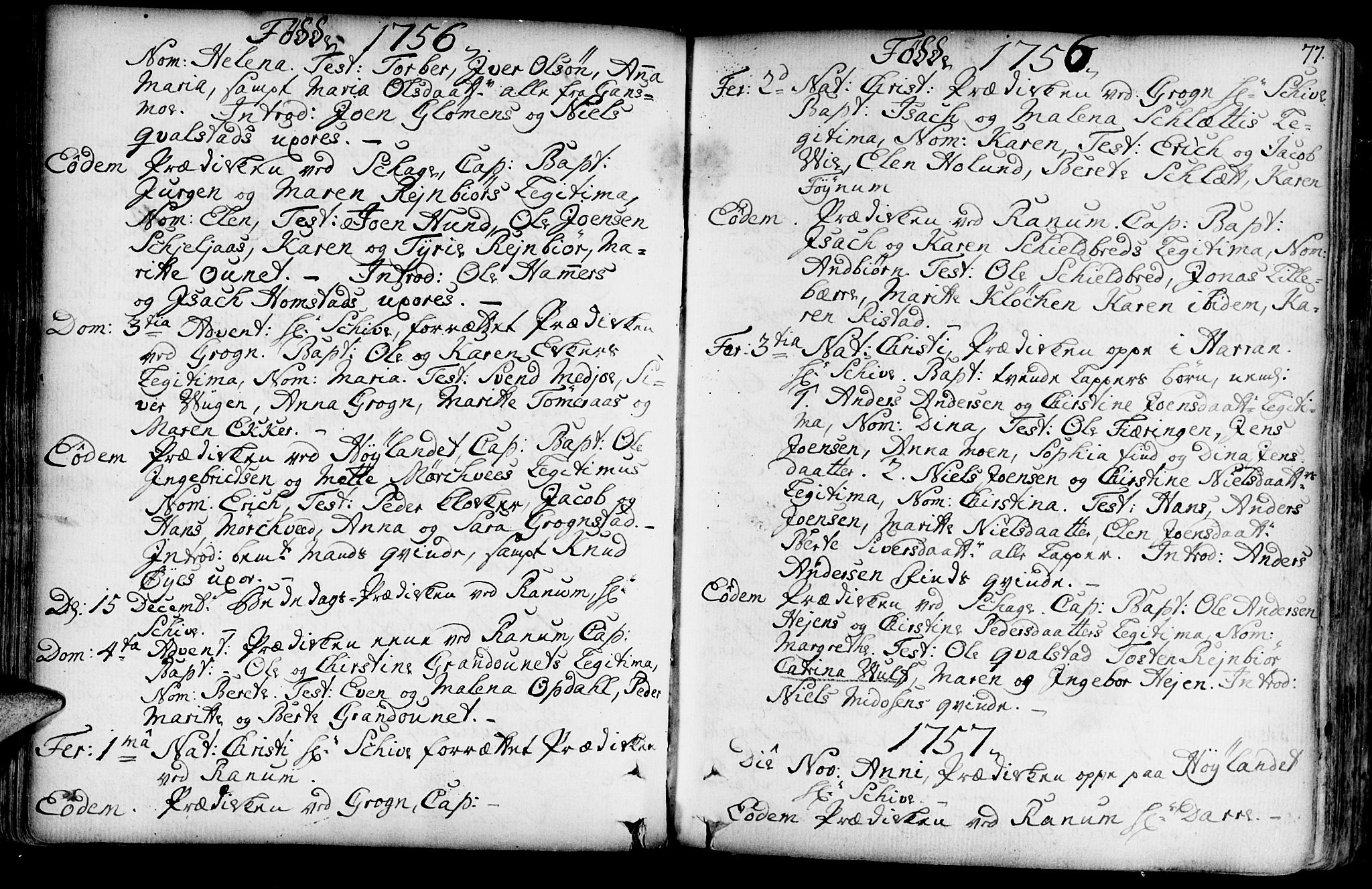 Ministerialprotokoller, klokkerbøker og fødselsregistre - Nord-Trøndelag, SAT/A-1458/764/L0542: Parish register (official) no. 764A02, 1748-1779, p. 77