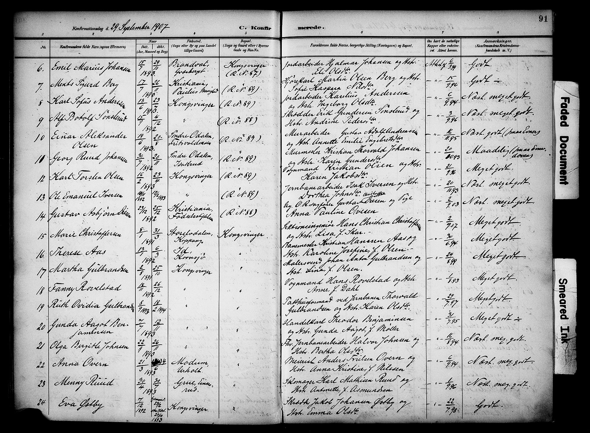 Vinger prestekontor, AV/SAH-PREST-024/H/Ha/Haa/L0016: Parish register (official) no. 16, 1898-1920, p. 91