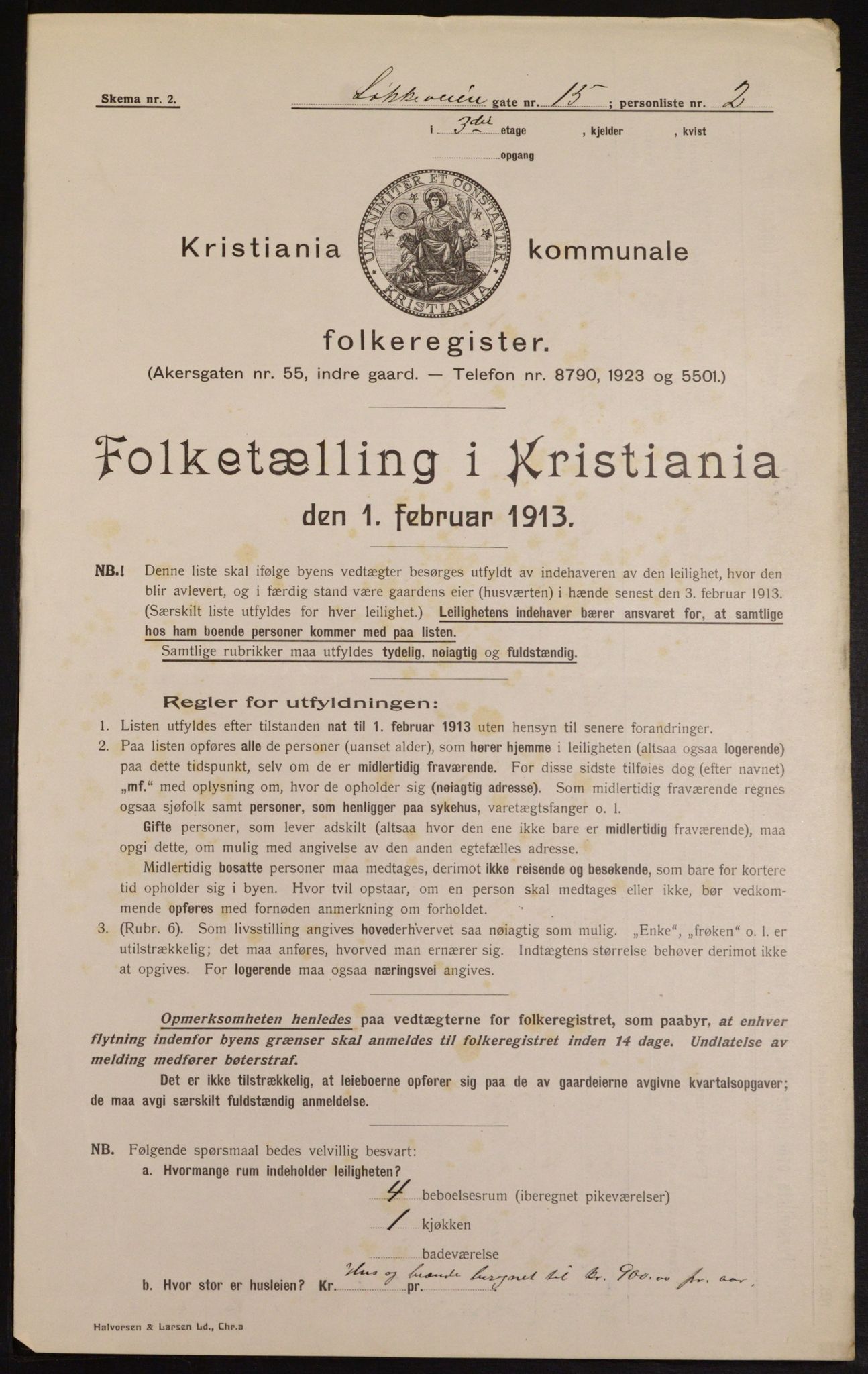 OBA, Municipal Census 1913 for Kristiania, 1913, p. 58572