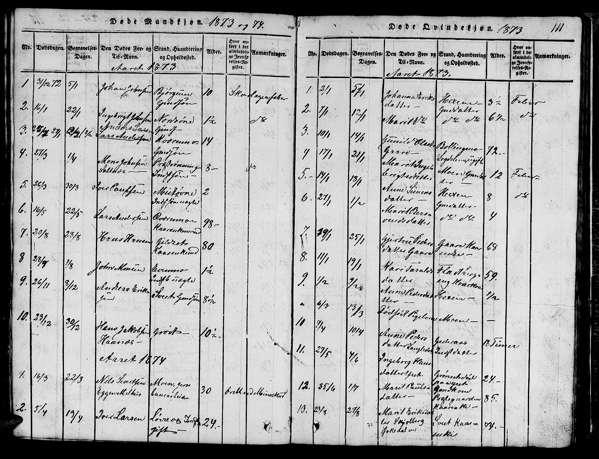 Ministerialprotokoller, klokkerbøker og fødselsregistre - Sør-Trøndelag, SAT/A-1456/685/L0976: Parish register (copy) no. 685C01, 1817-1878, p. 111