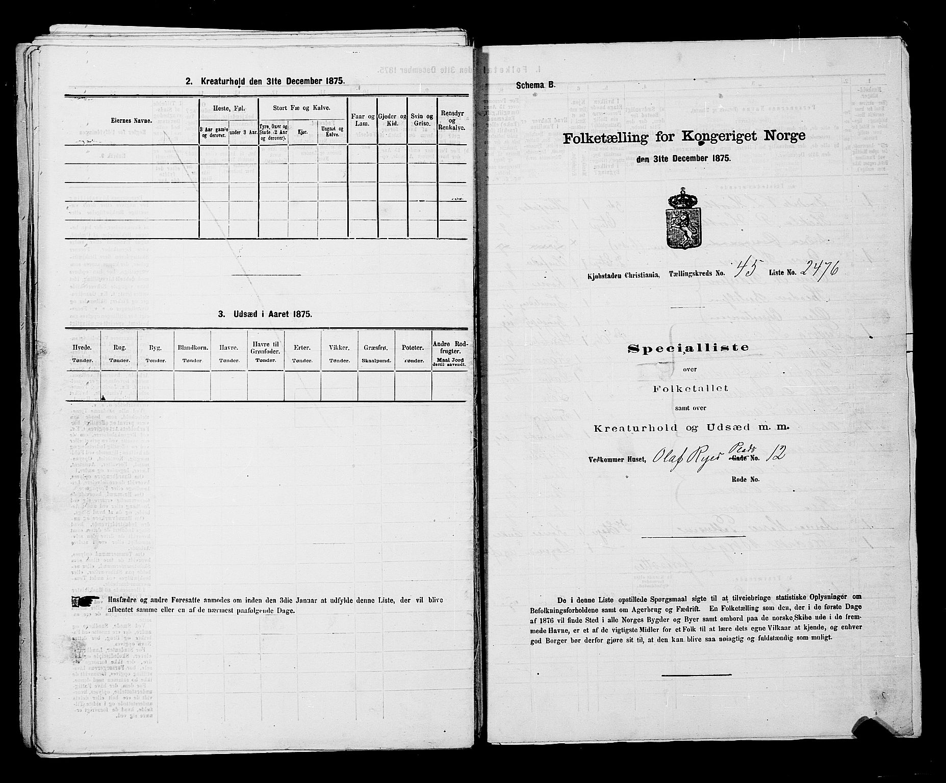 RA, 1875 census for 0301 Kristiania, 1875, p. 6936