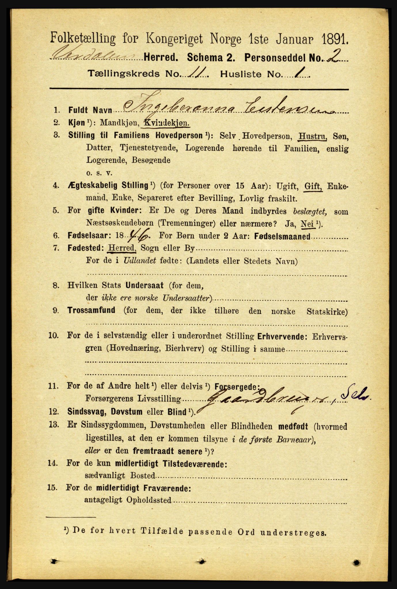 RA, 1891 census for 1721 Verdal, 1891, p. 5946