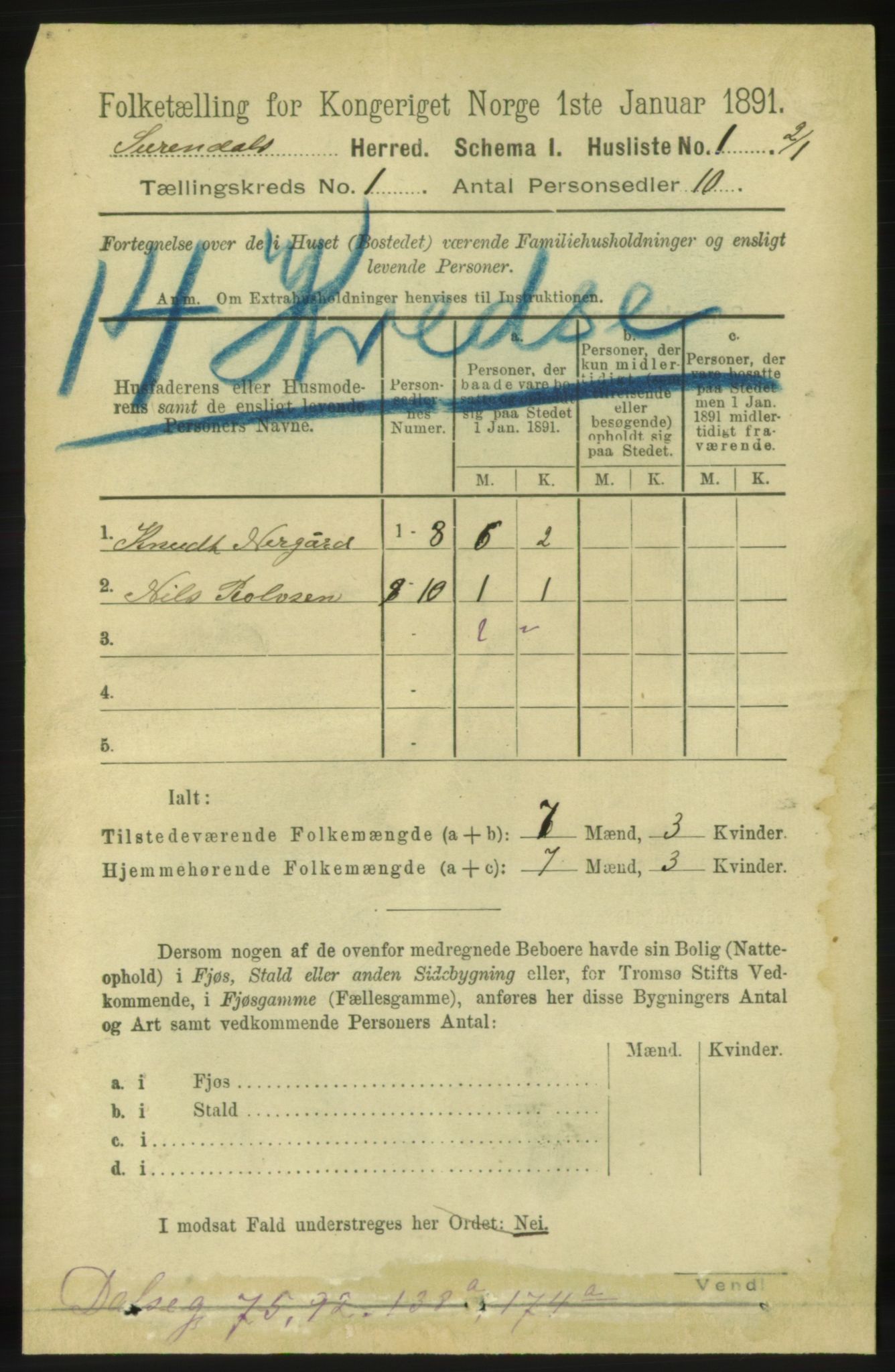 RA, 1891 census for 1566 Surnadal, 1891, p. 38