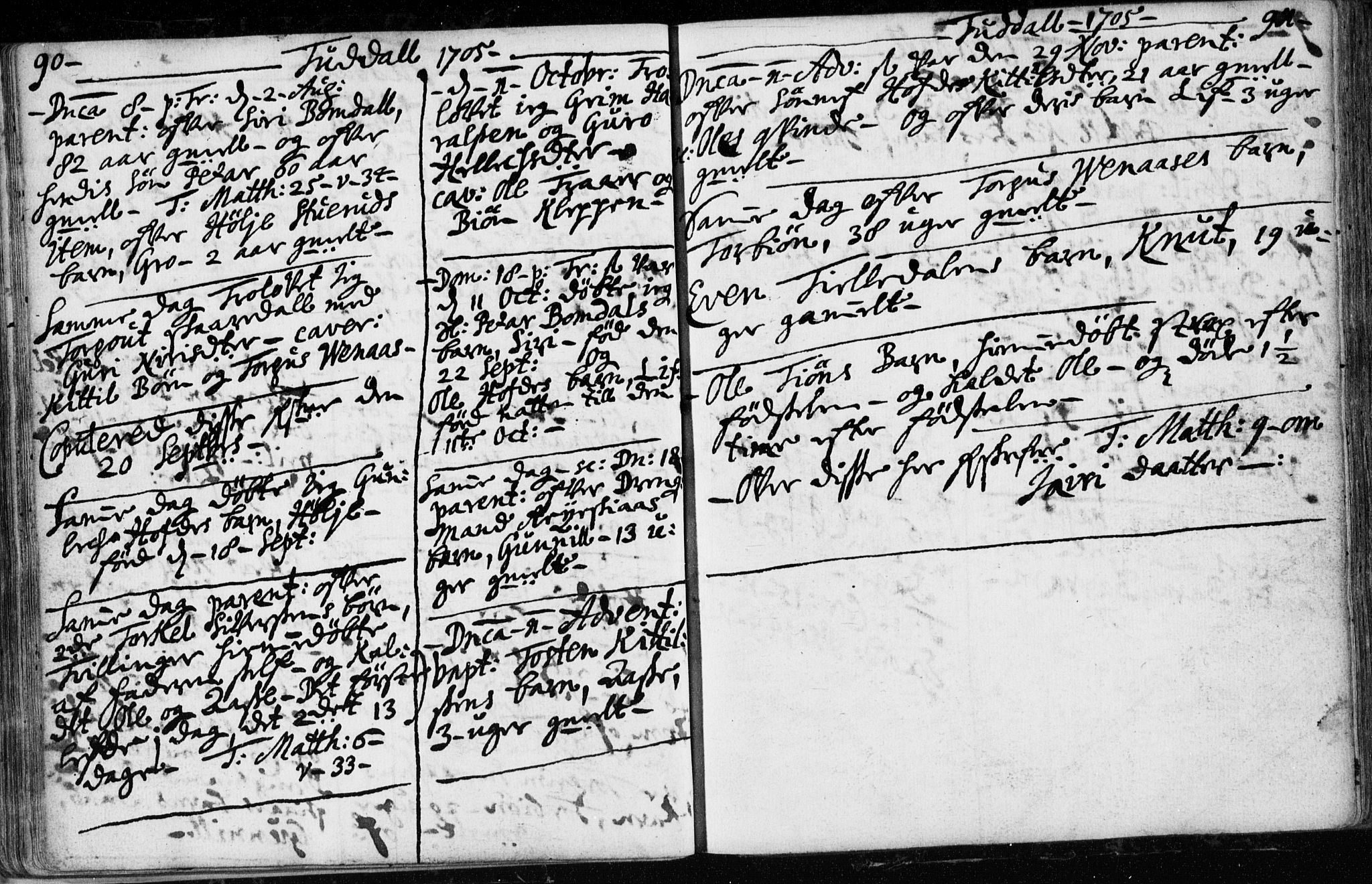 Hjartdal kirkebøker, SAKO/A-270/F/Fa/L0001: Parish register (official) no. I 1, 1685-1714, p. 90-91