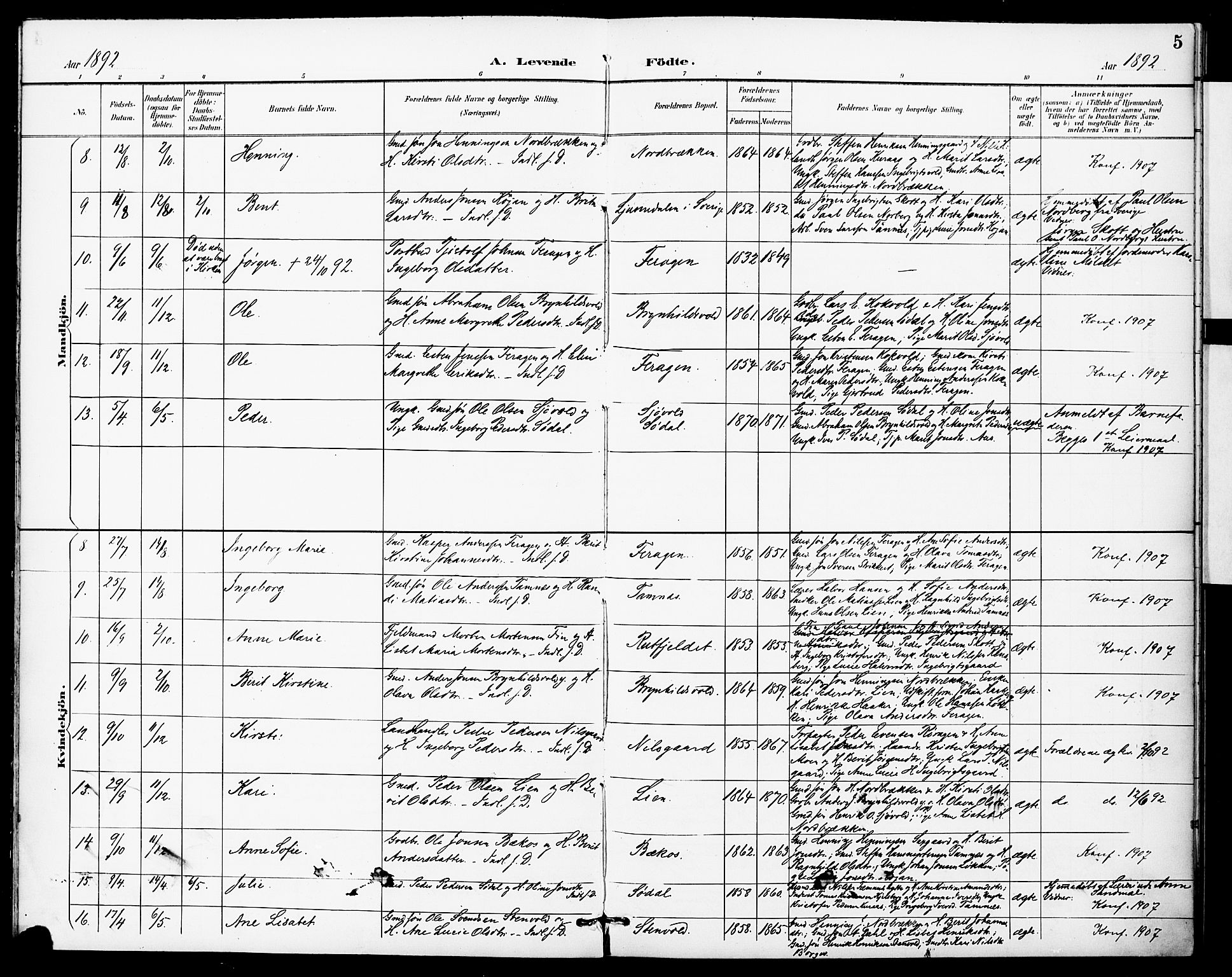 Ministerialprotokoller, klokkerbøker og fødselsregistre - Sør-Trøndelag, SAT/A-1456/683/L0948: Parish register (official) no. 683A01, 1891-1902, p. 5