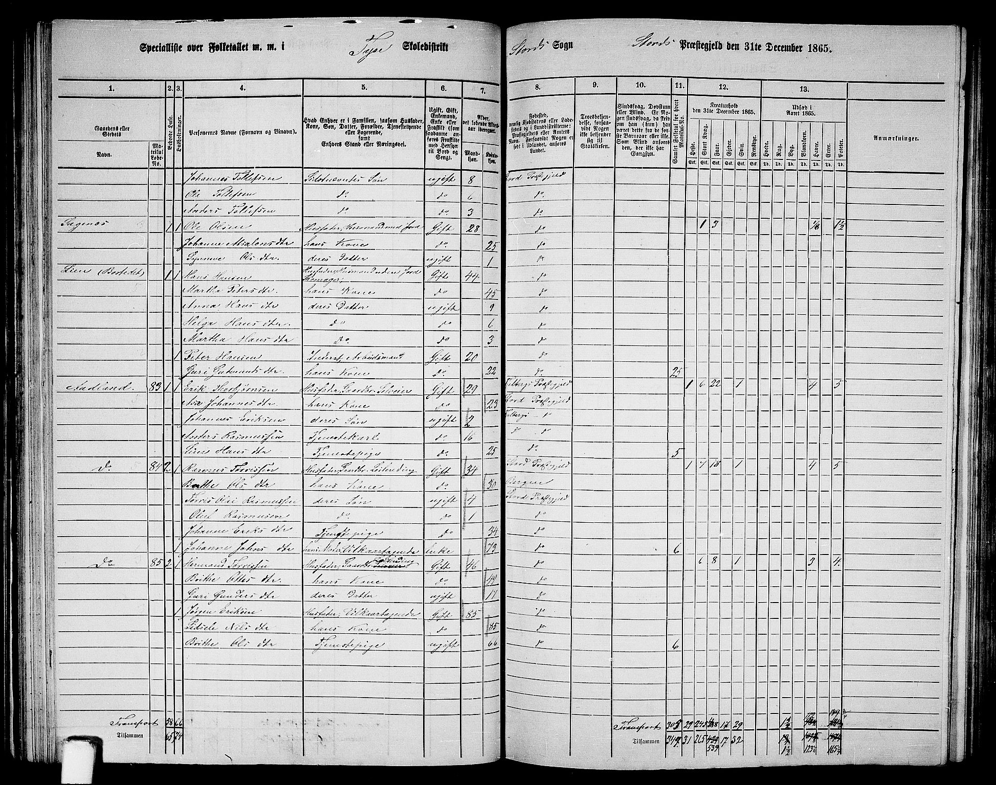 RA, 1865 census for Stord, 1865, p. 49