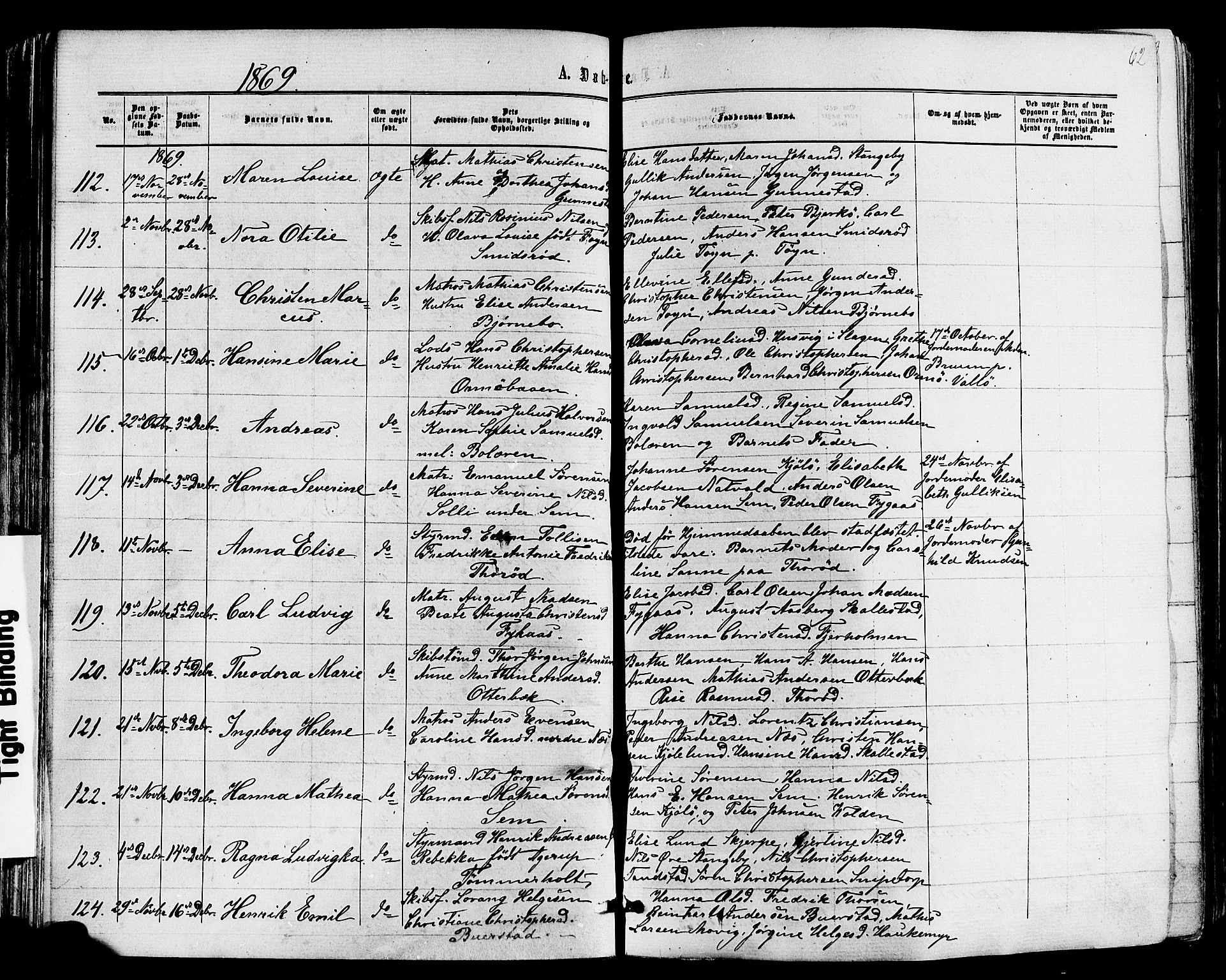 Nøtterøy kirkebøker, AV/SAKO-A-354/F/Fa/L0007: Parish register (official) no. I 7, 1865-1877, p. 62