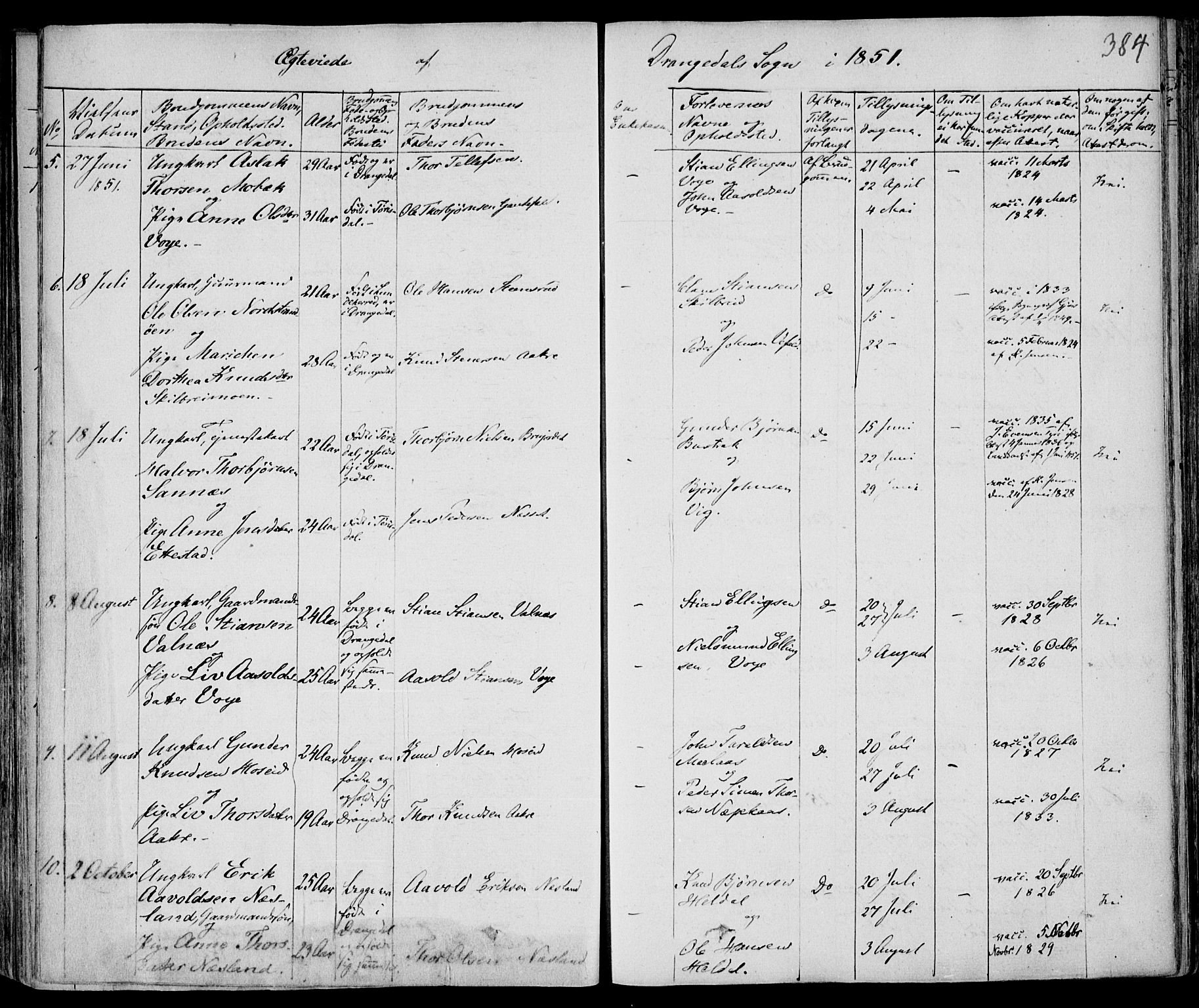 Drangedal kirkebøker, AV/SAKO-A-258/F/Fa/L0007a: Parish register (official) no. 7a, 1837-1856, p. 384